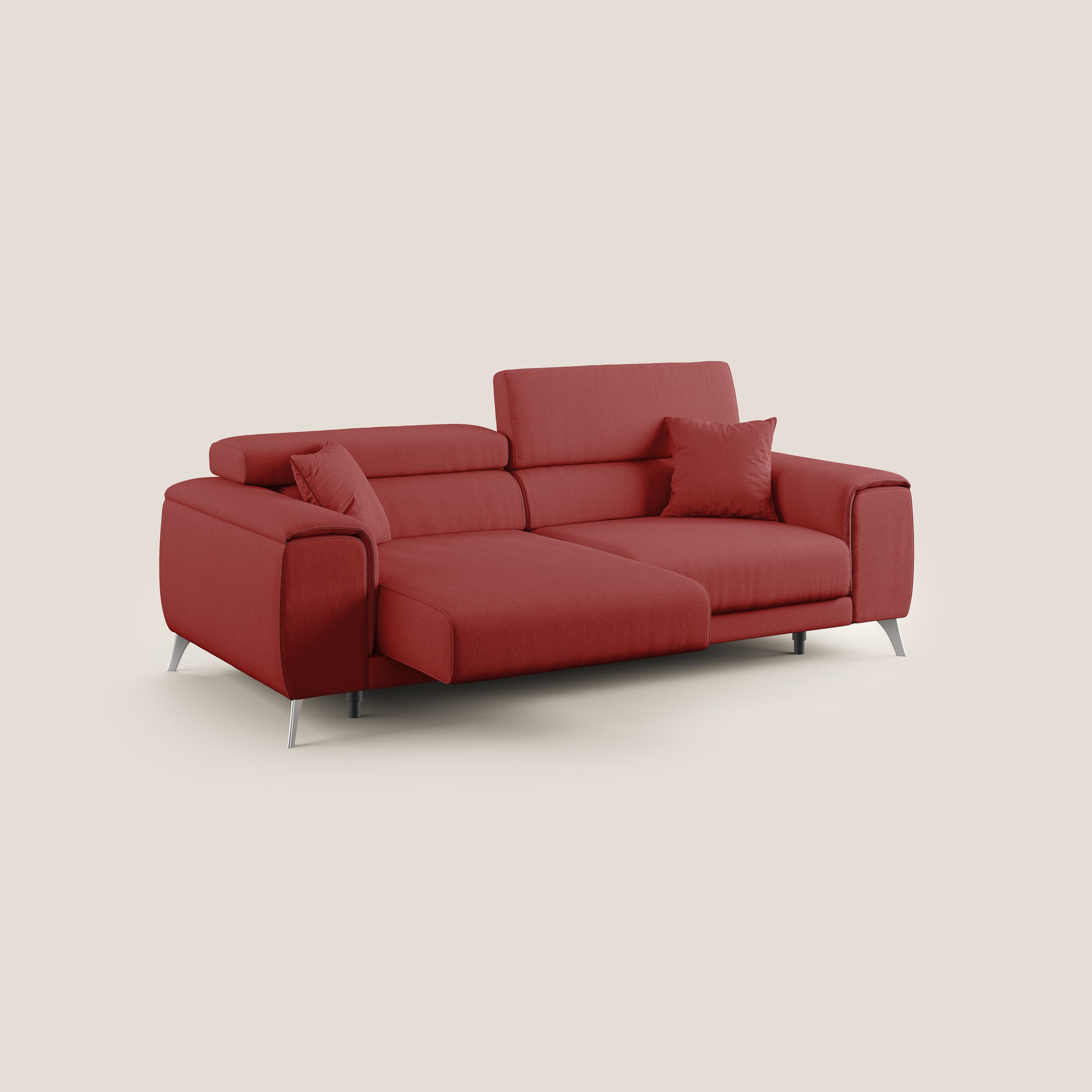 Fusion Canapé avec assises coulissantes en tissu doux antitache T05 rouge - Image 2