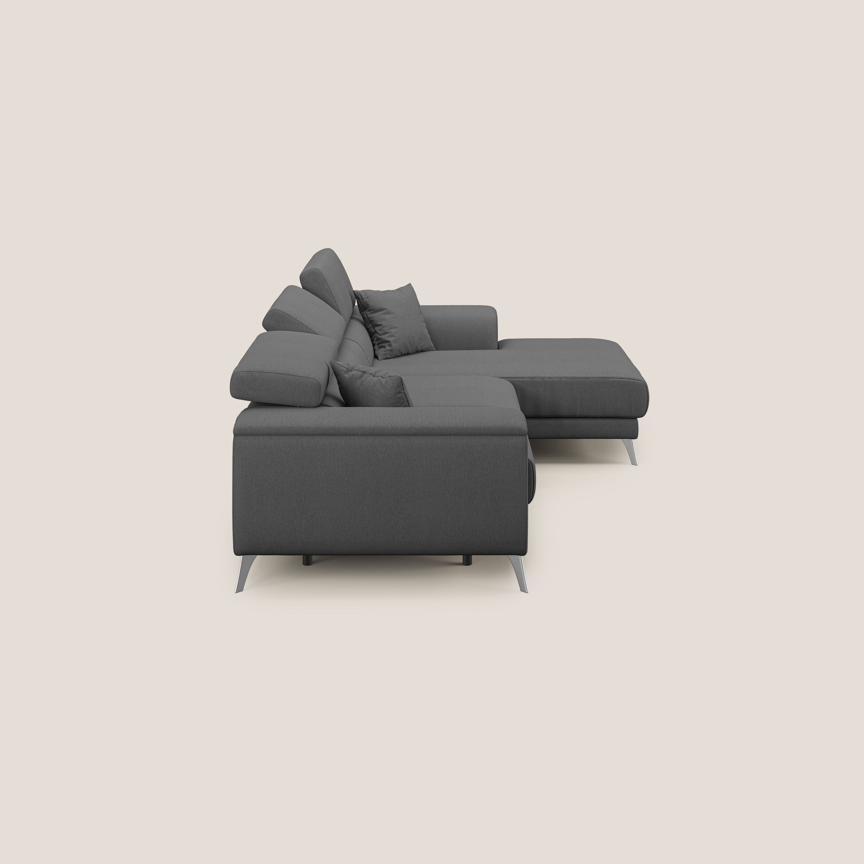 Fusion Canapé d'angle avec assises amovibles en tissu doux antitache T05 anthracite - Image 4