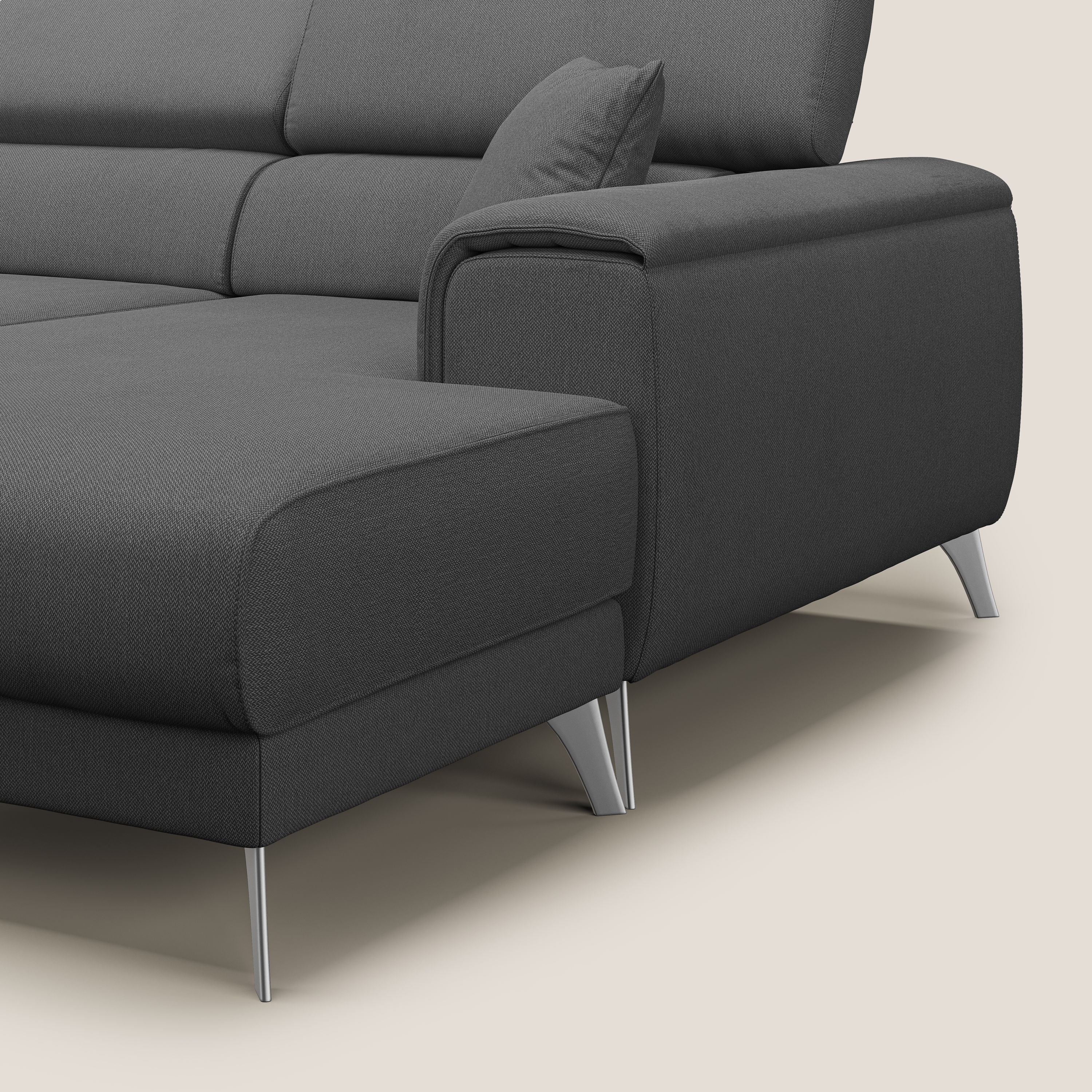 Fusion Canapé d'angle avec assises amovibles en tissu doux antitache T05 anthracite - Image 8