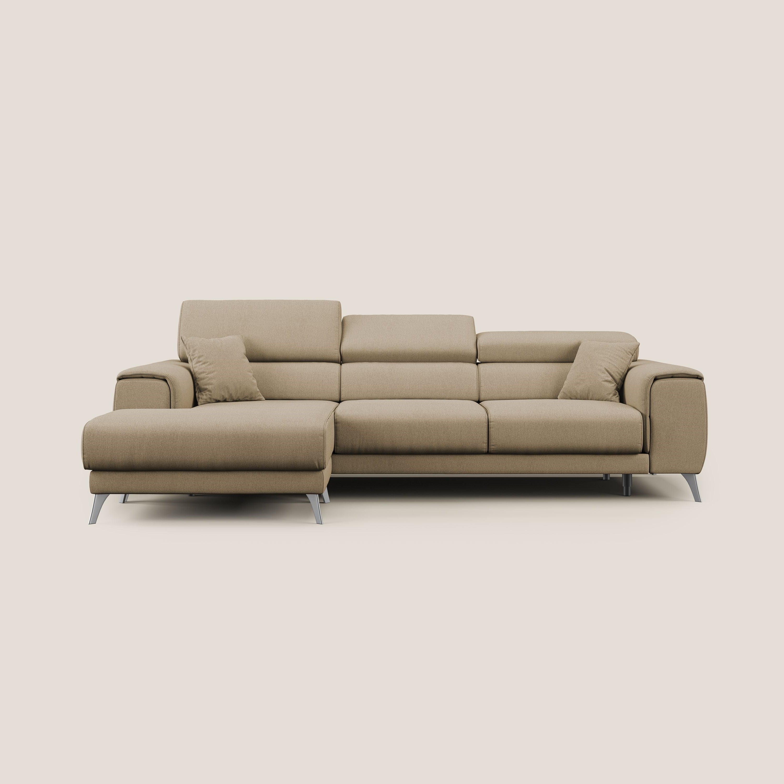 Fusion Canapé d'angle avec assises amovibles en tissu doux antitache T05 beige - Image 10