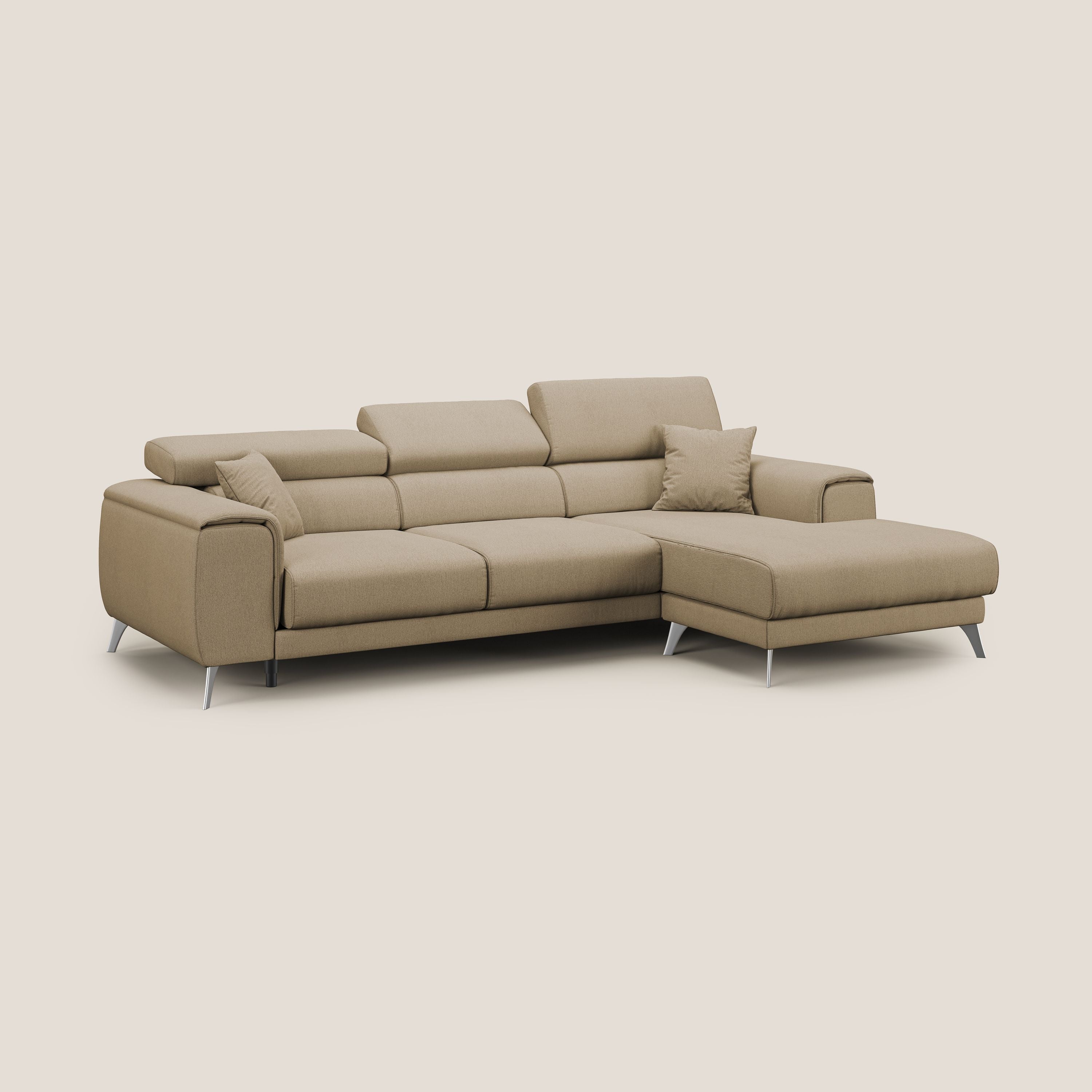 Fusion Canapé d'angle avec assises amovibles en tissu doux antitache T05 beige - Image 3