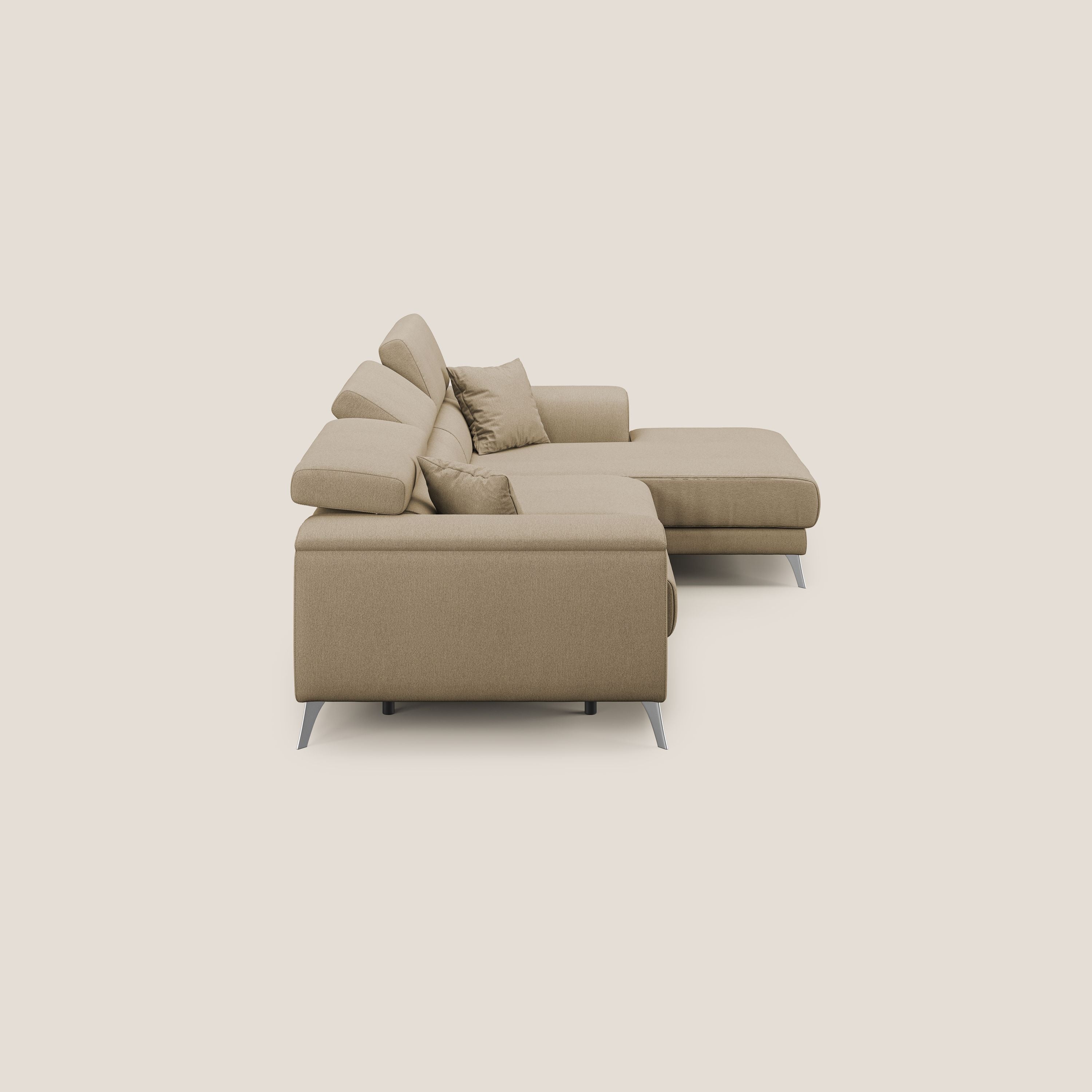 Fusion Canapé d'angle avec assises amovibles en tissu doux antitache T05 beige - Image 4