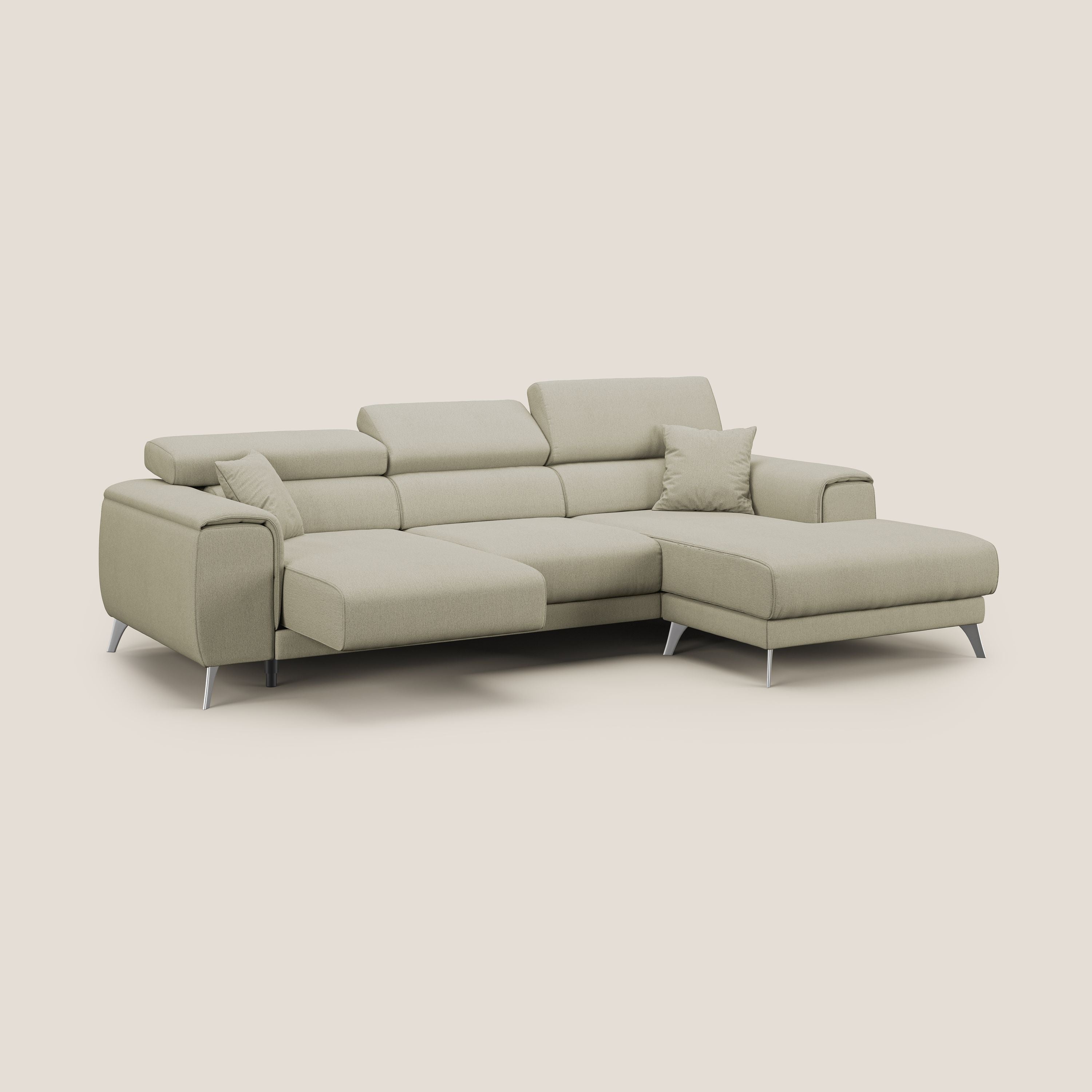 Fusion Canapé d'angle avec assises amovibles en tissu doux antitache T05 crème - Image 2