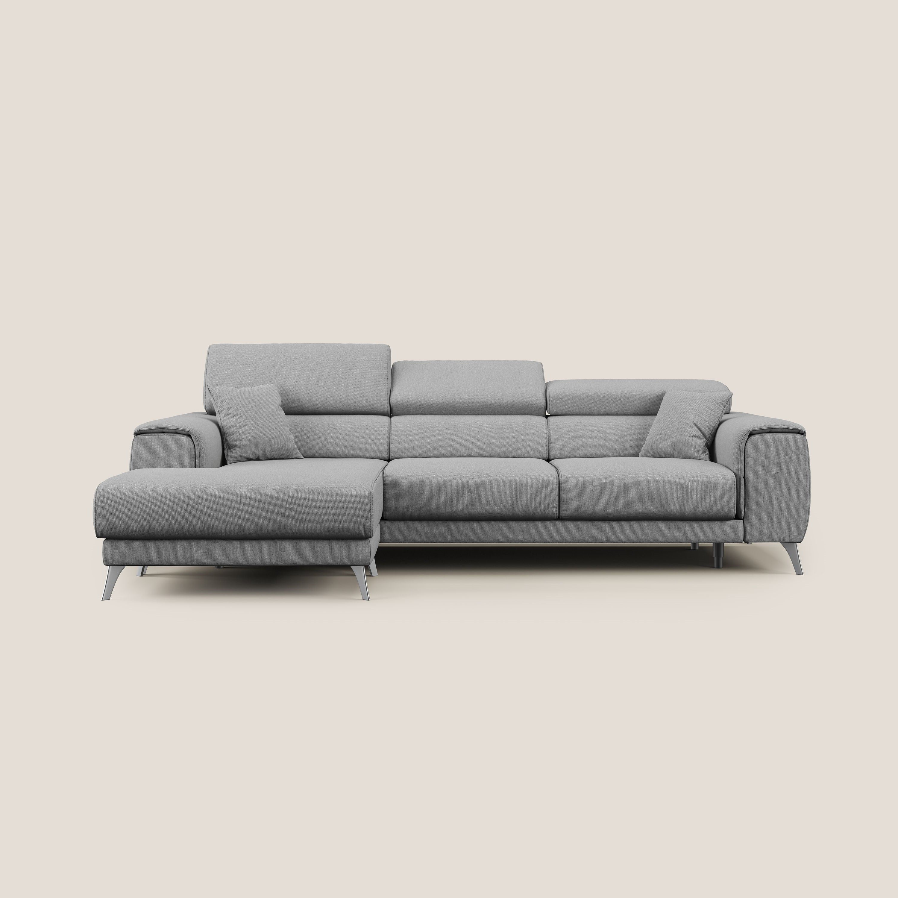 Fusion Canapé d'angle avec assises amovibles en tissu doux antitache T05 gris - Image 10