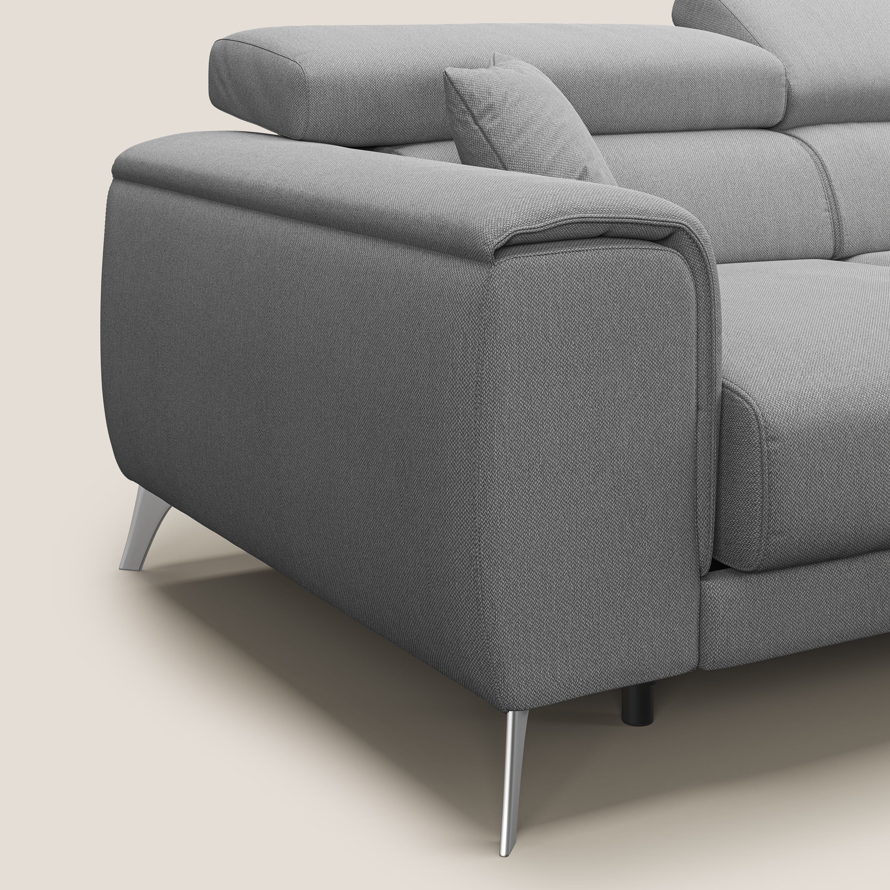 Fusion Canapé d'angle avec assises amovibles en tissu doux antitache T05 gris - Image 6