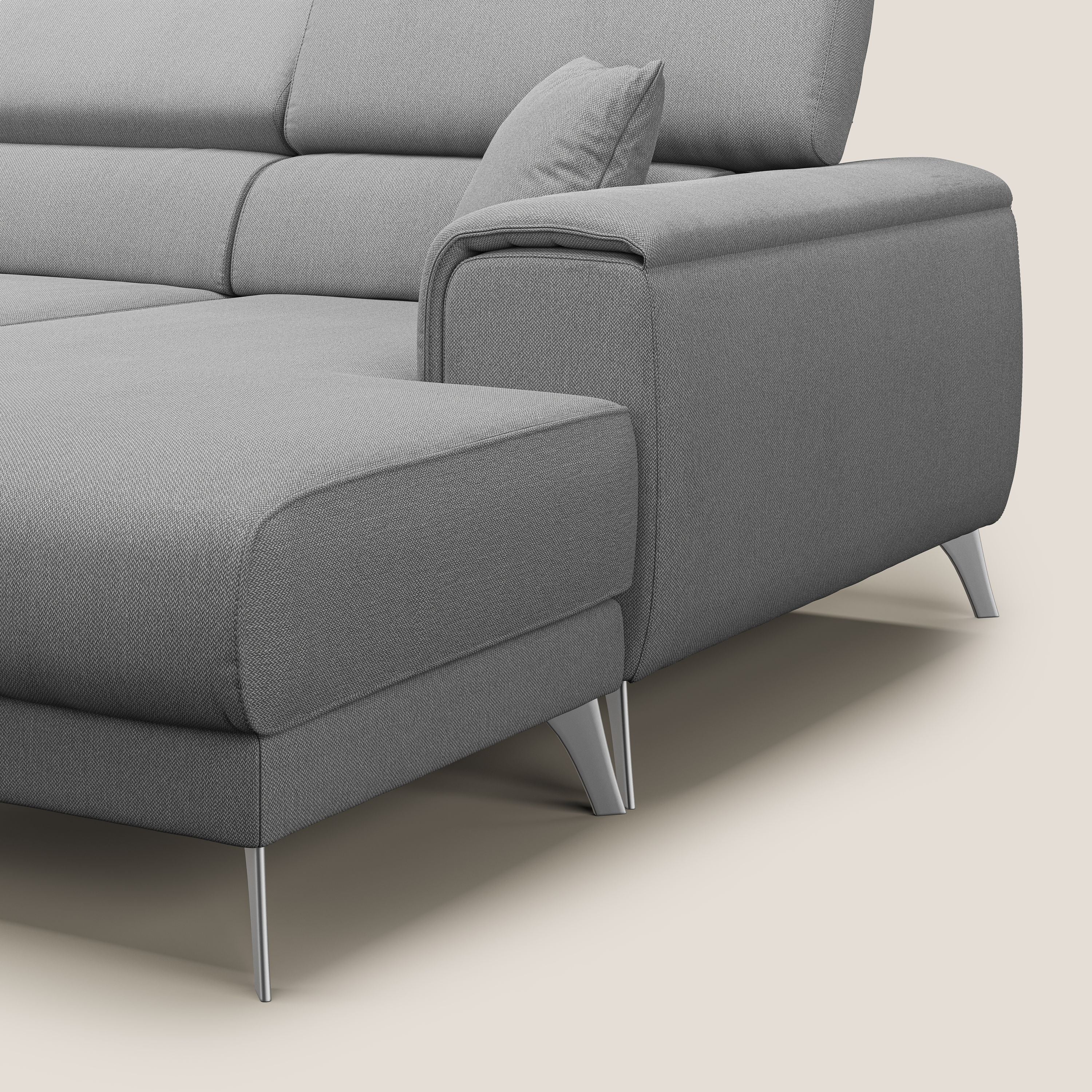 Fusion Canapé d'angle avec assises amovibles en tissu doux antitache T05 gris - Image 8