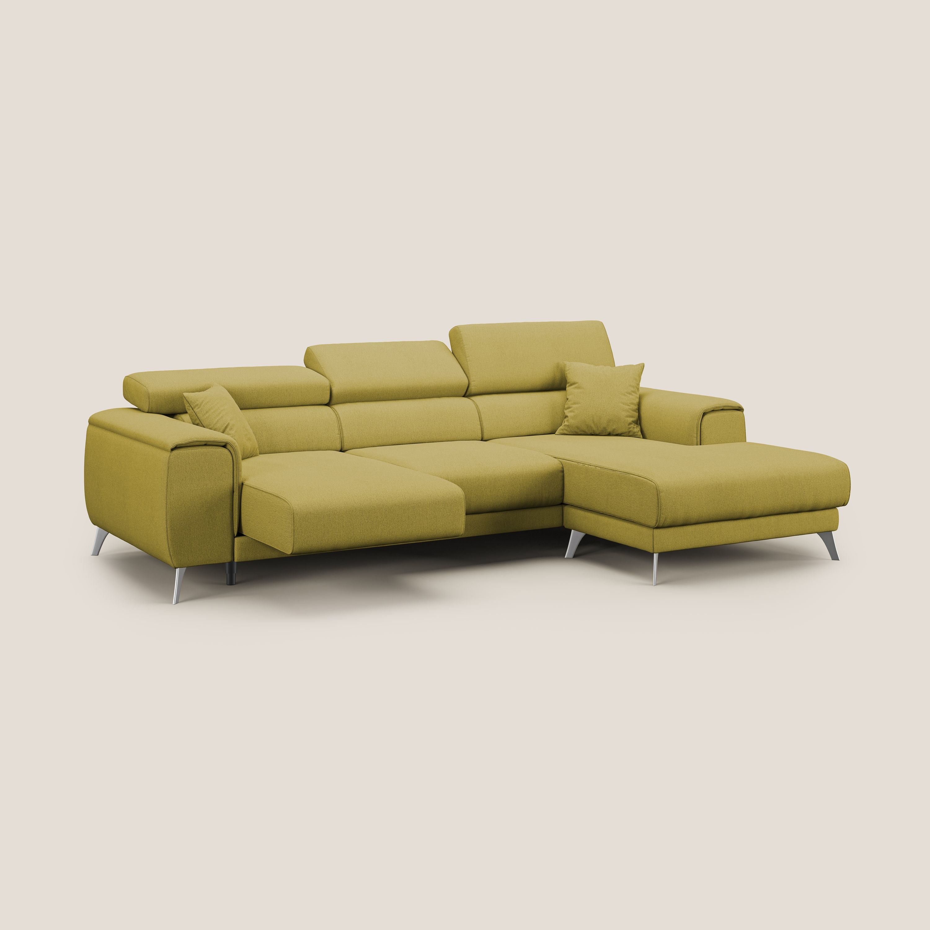 Fusion Canapé d'angle avec assises amovibles en tissu doux antitache T05 jaune - Image 2