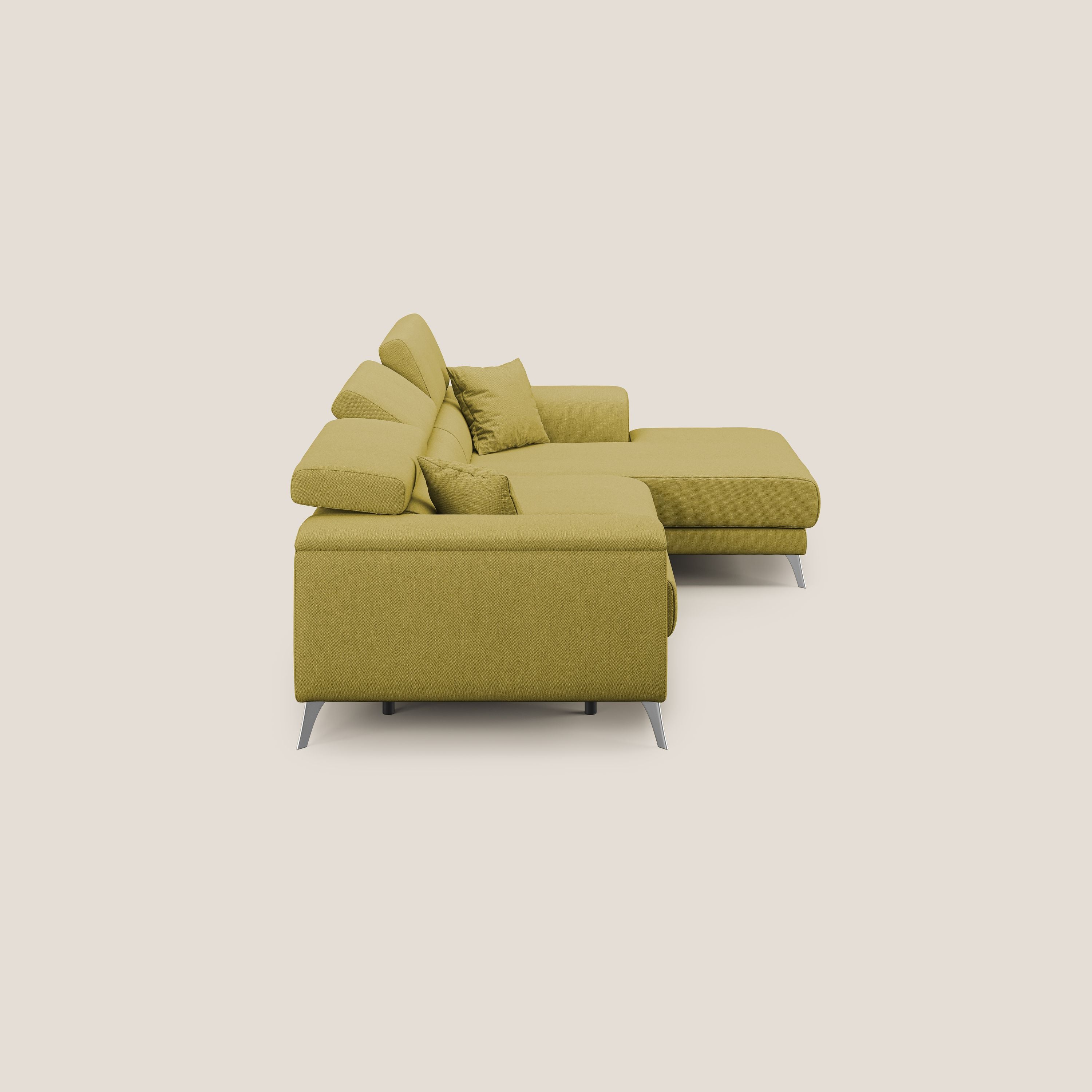 Fusion Canapé d'angle avec assises amovibles en tissu doux antitache T05 jaune - Image 4