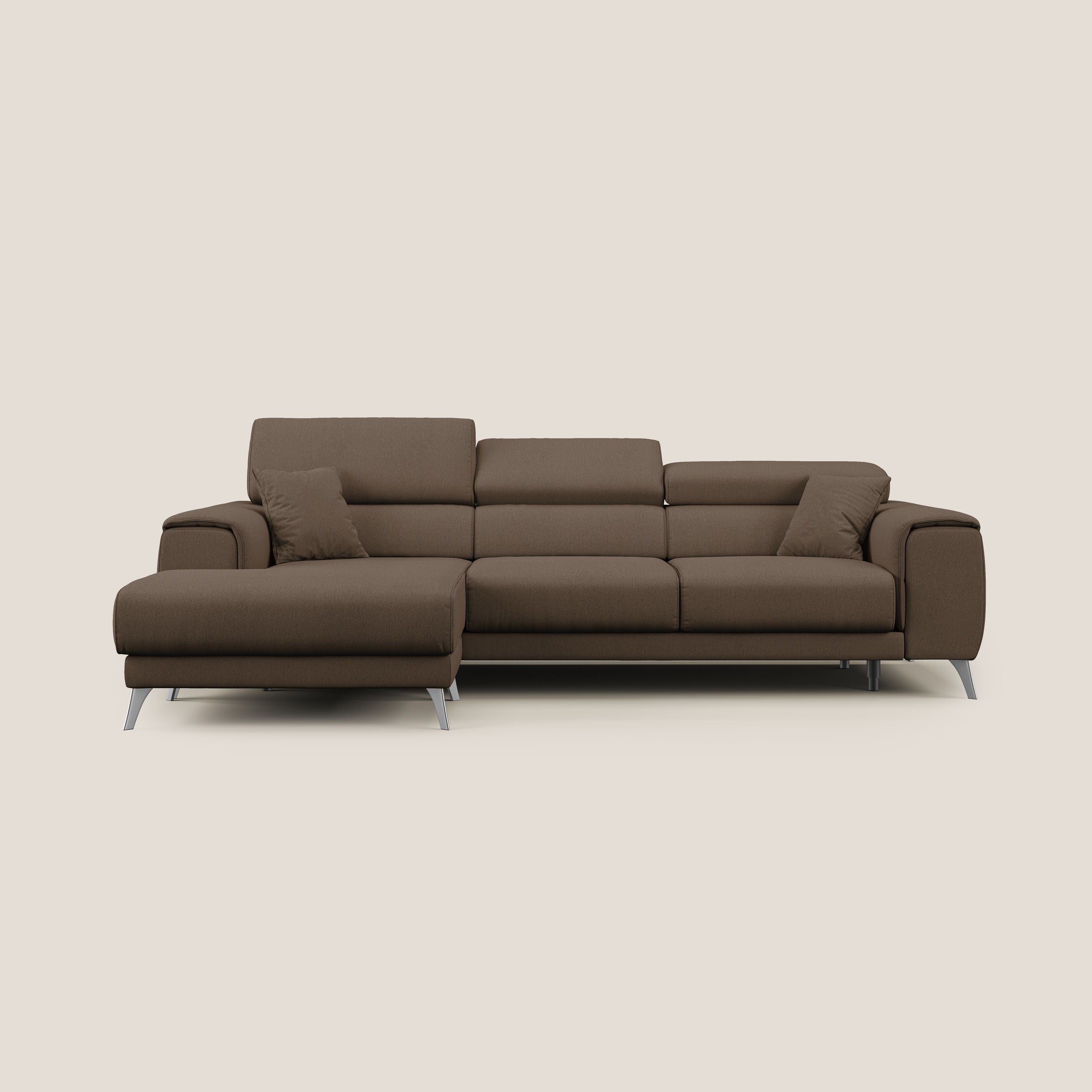 Fusion Canapé d'angle avec assises amovibles en tissu doux antitache T05 marron - Image 10