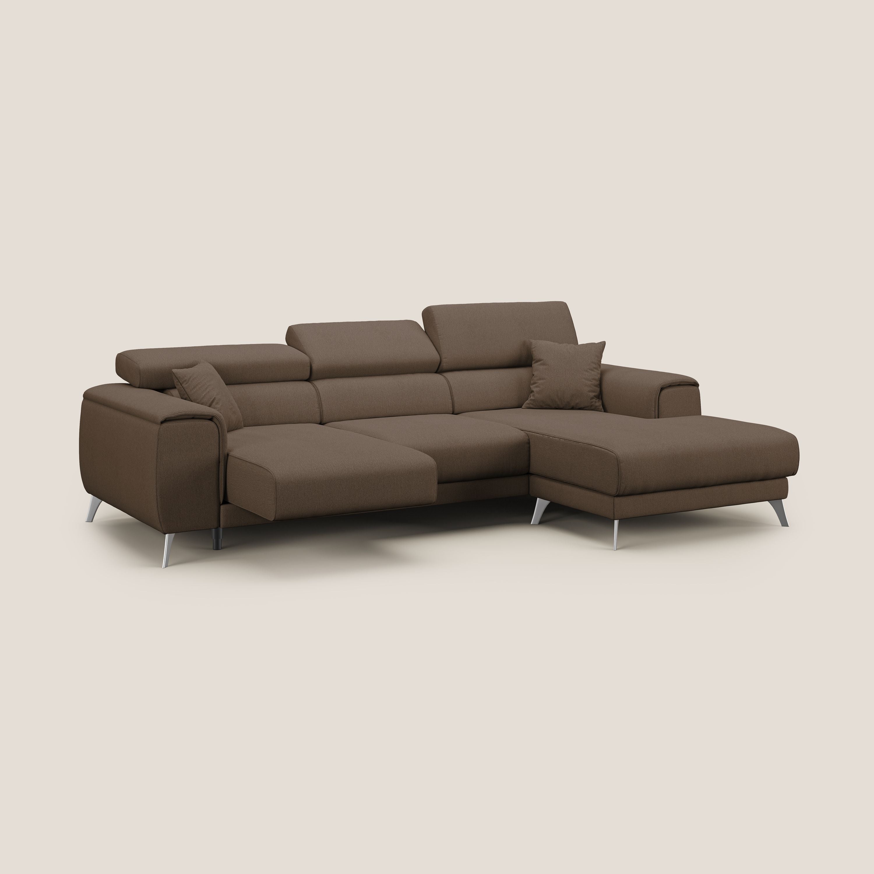 Fusion Canapé d'angle avec assises amovibles en tissu doux antitache T05 marron - Image 2