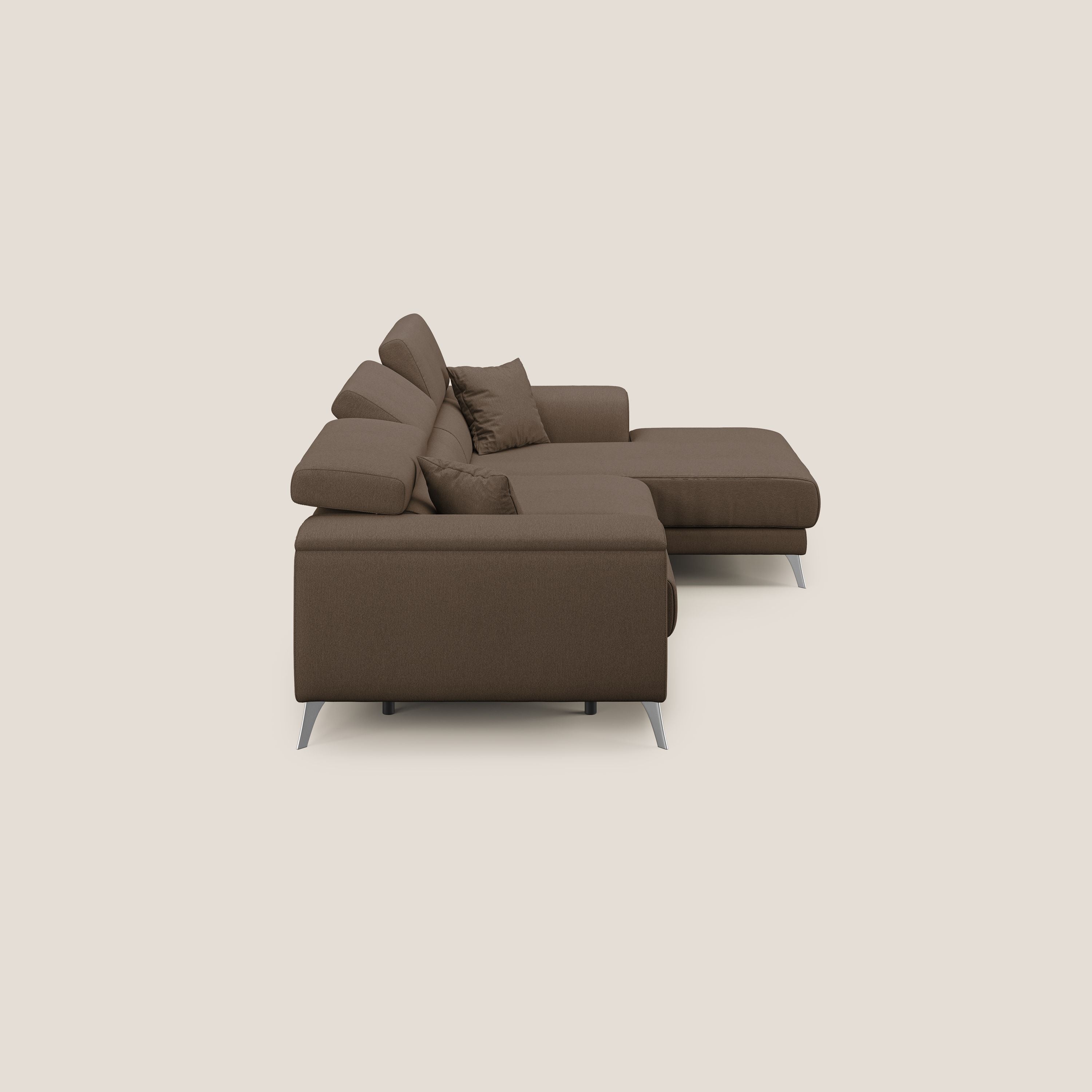 Fusion Canapé d'angle avec assises amovibles en tissu doux antitache T05 marron - Image 4