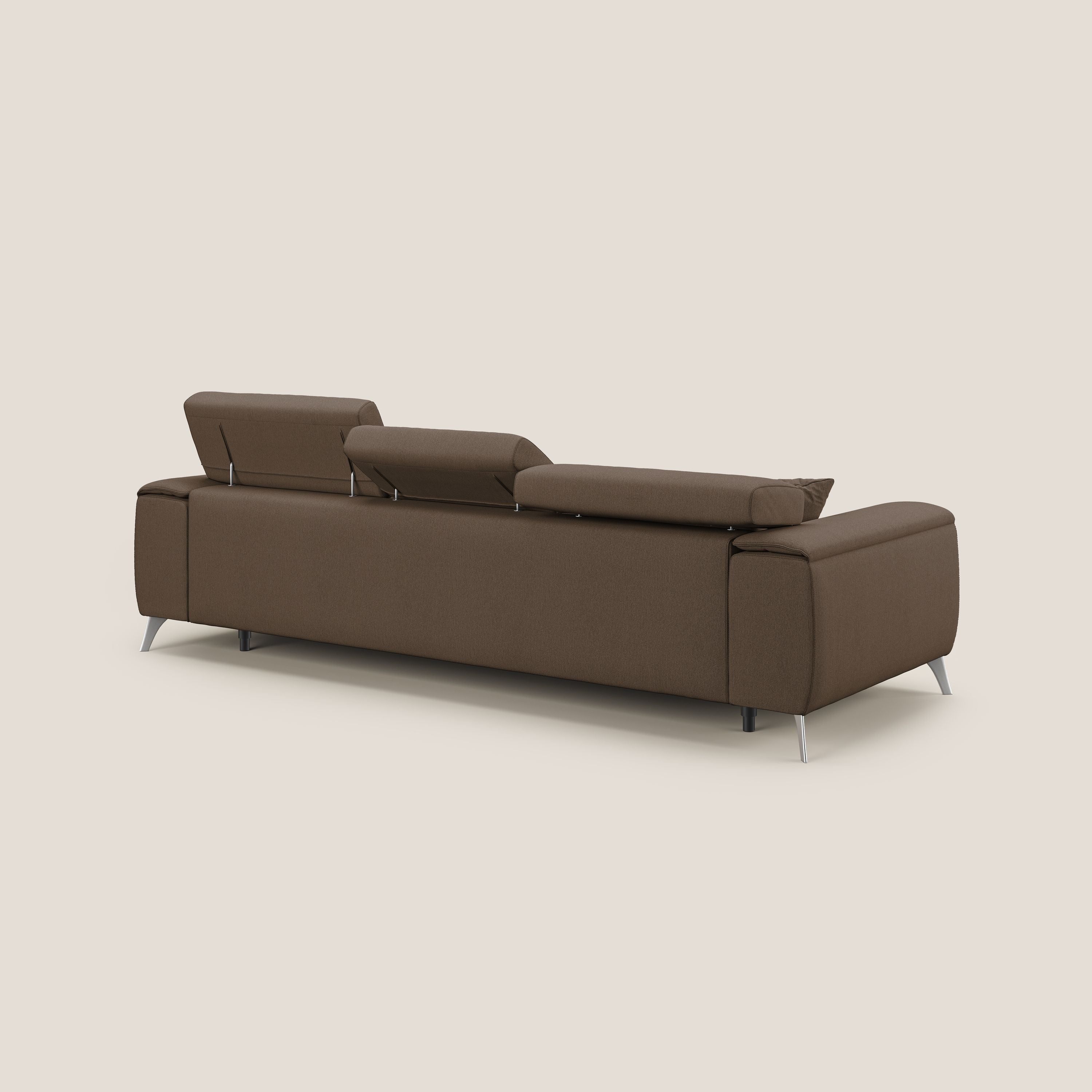 Fusion Canapé d'angle avec assises amovibles en tissu doux antitache T05 marron - Image 5