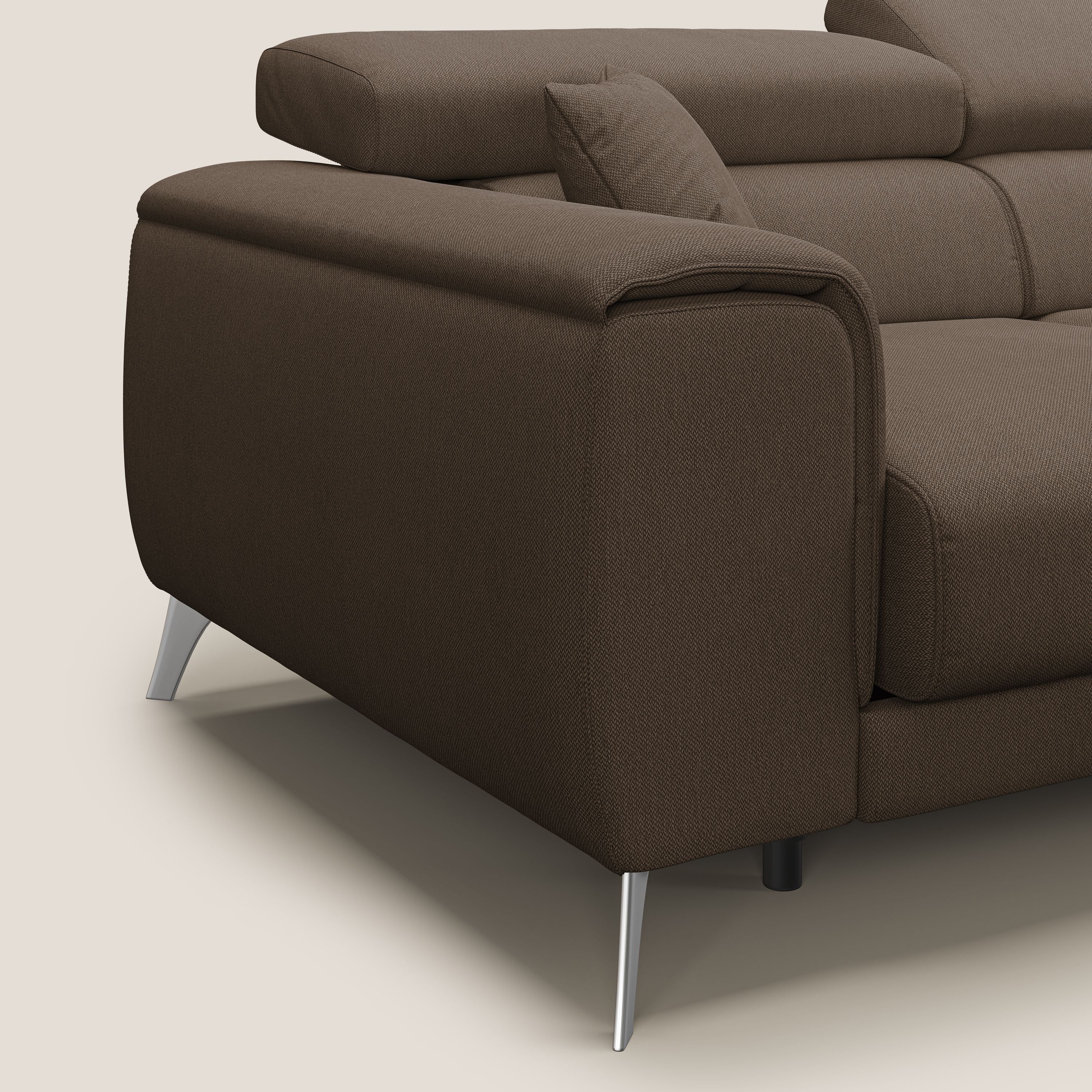 Fusion Canapé d'angle avec assises amovibles en tissu doux antitache T05 marron - Image 6
