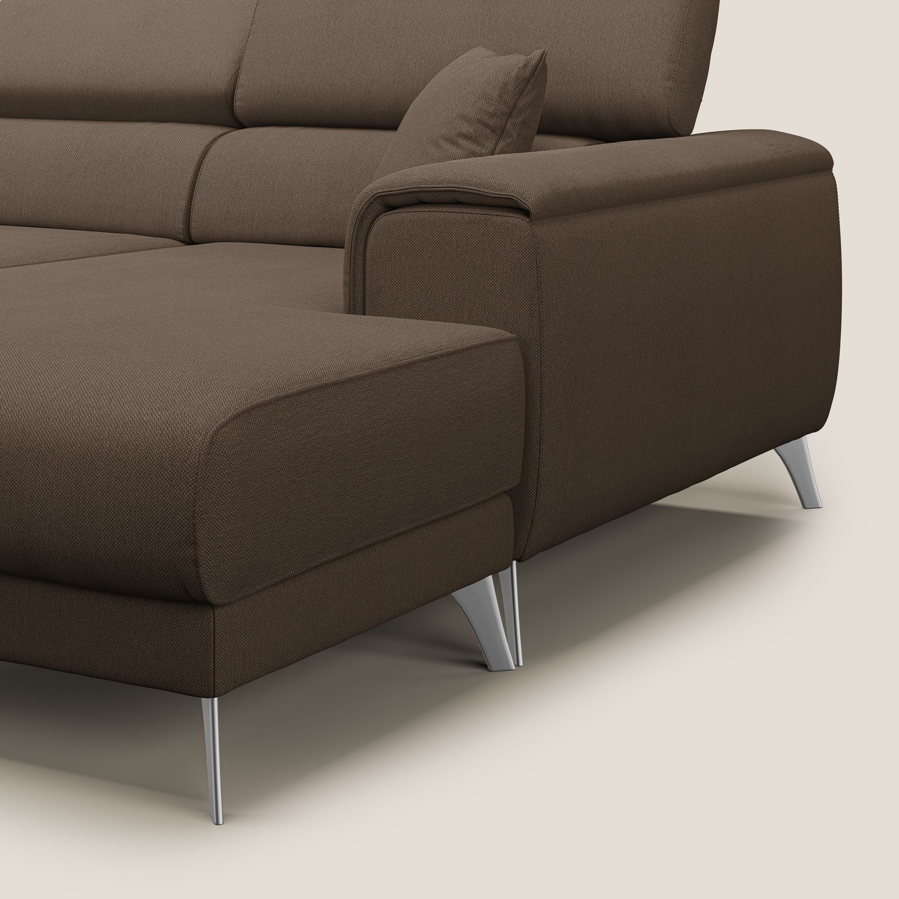 Fusion Canapé d'angle avec assises amovibles en tissu doux antitache T05 marron - Image 8
