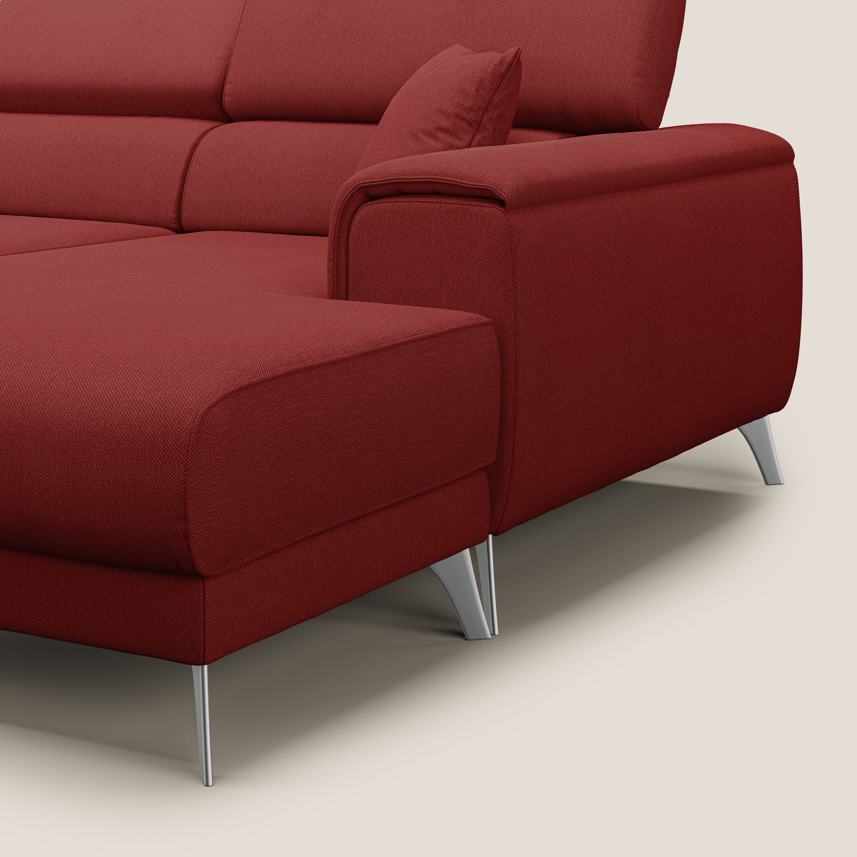 Fusion Canapé d'angle avec assises amovibles en tissu doux antitache T05 rouge - Image 8