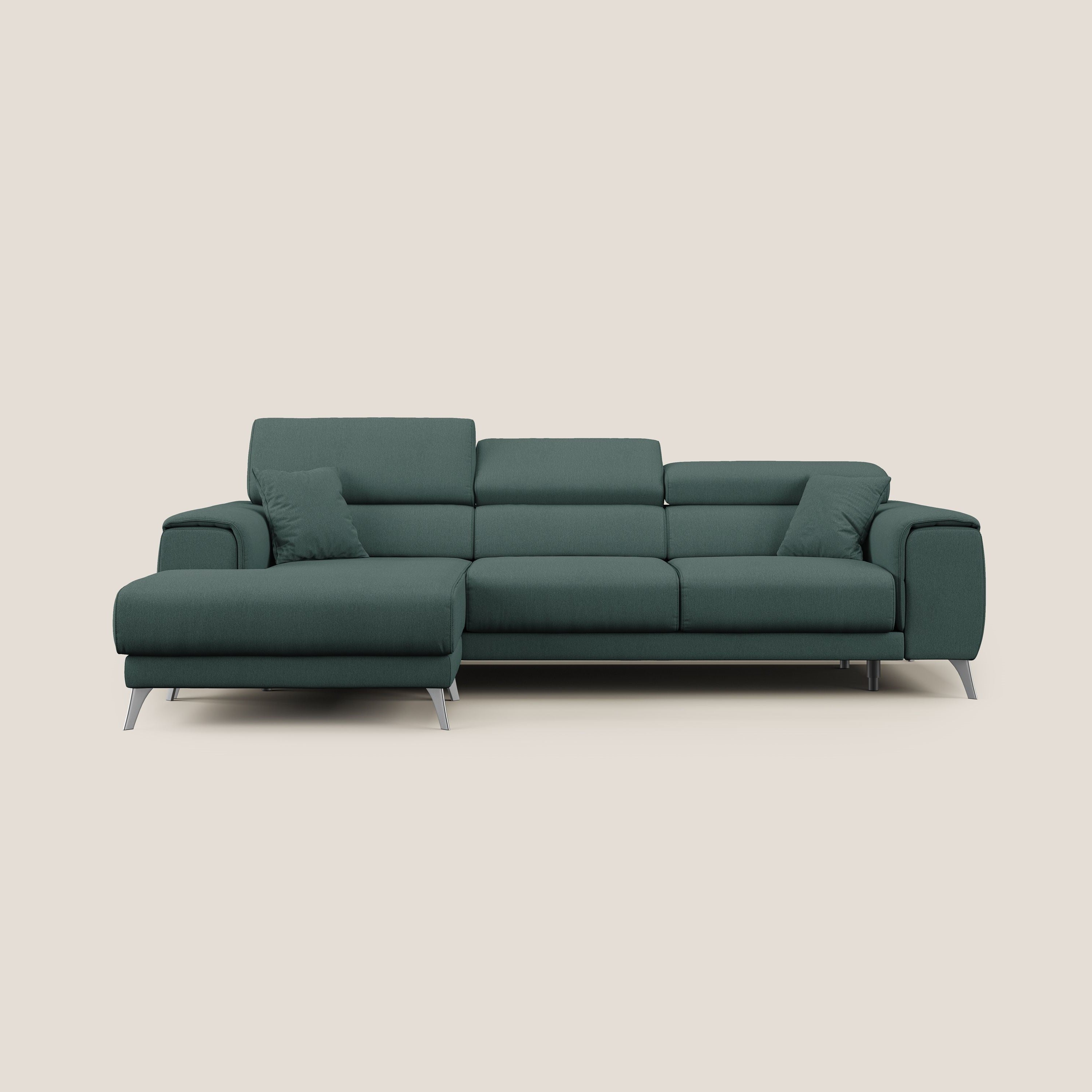 Fusion Canapé d'angle avec assises amovibles en tissu doux antitache T05 vert - Image 10