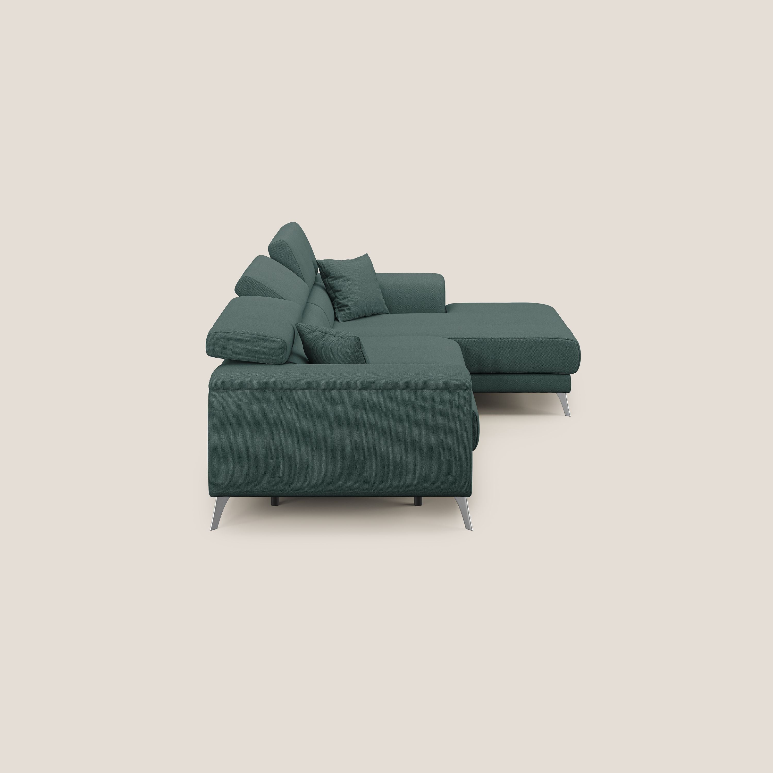 Fusion Canapé d'angle avec assises amovibles en tissu doux antitache T05 vert - Image 4