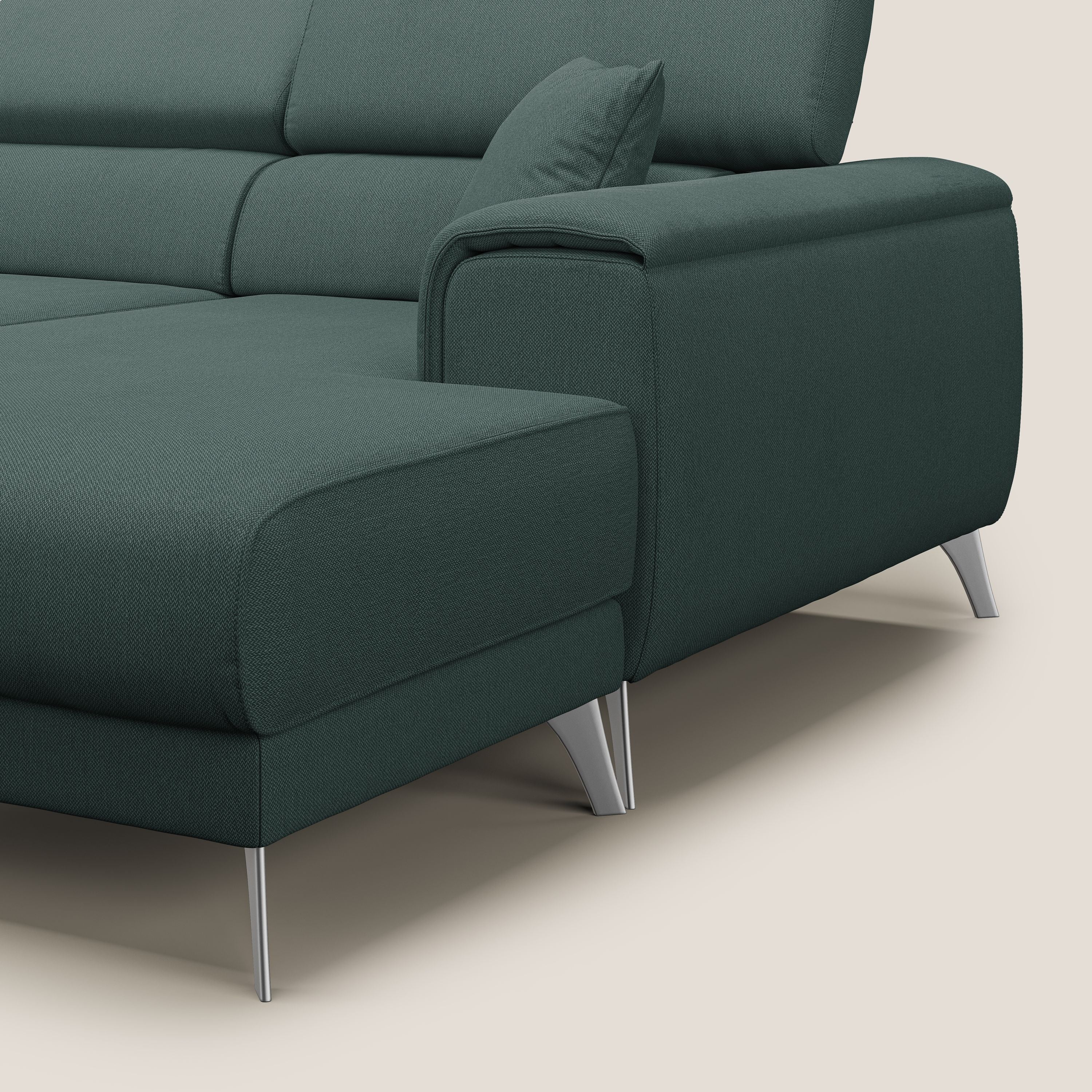Fusion Canapé d'angle avec assises amovibles en tissu doux antitache T05 vert - Image 8