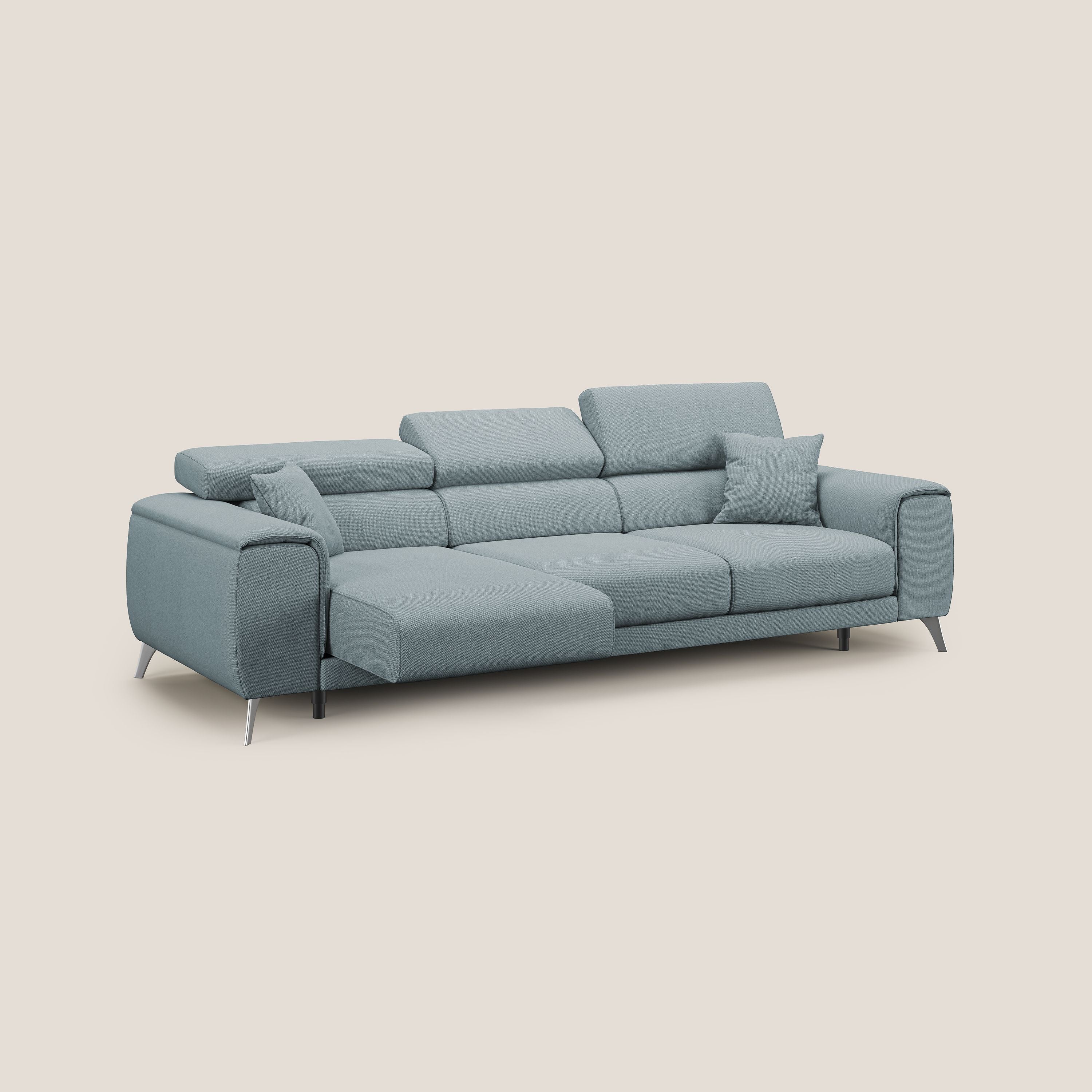 Fusion Canapé avec 3 assises coulissantes en tissu doux antitache T05 bleu gris - Image 2