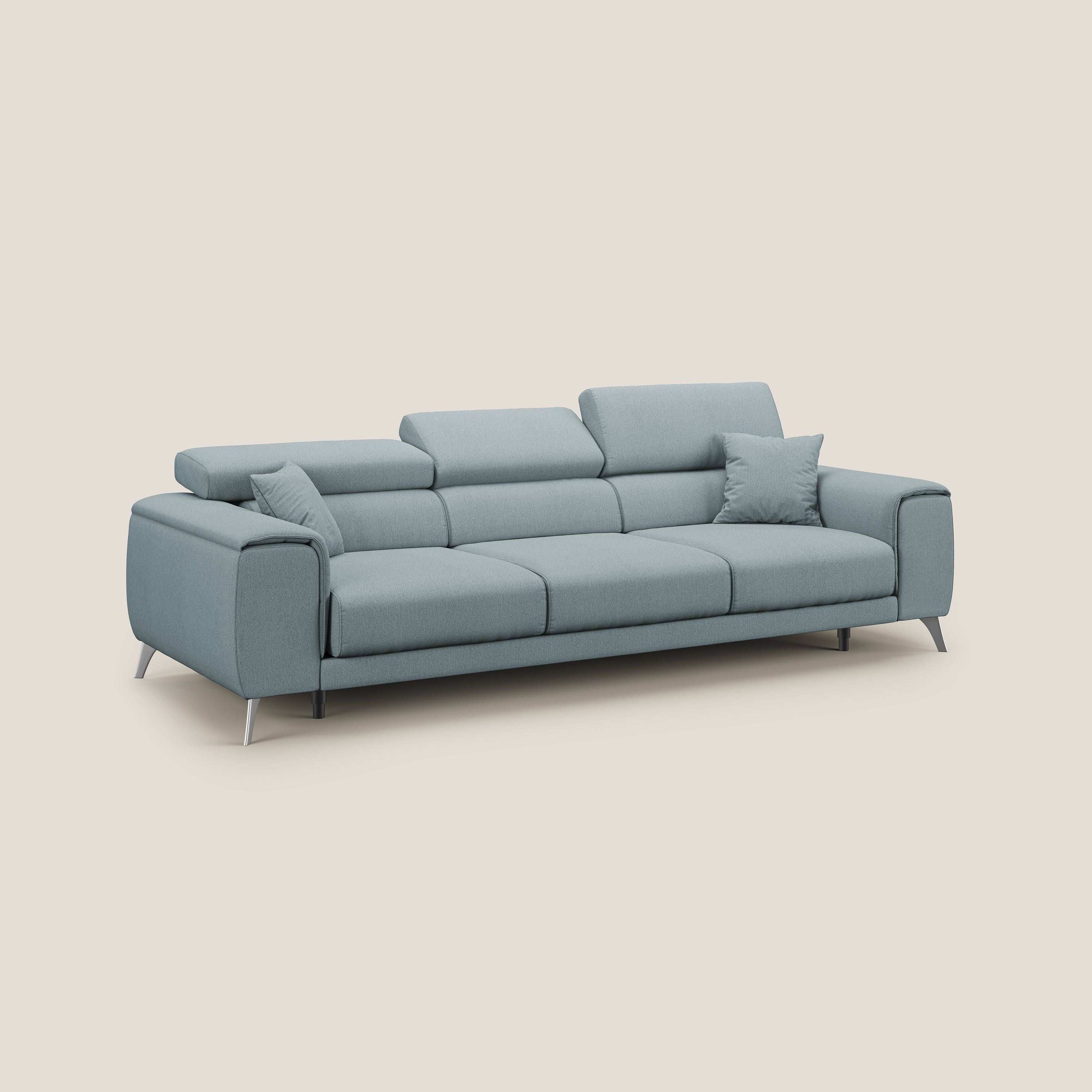 Fusion Canapé avec 3 assises coulissantes en tissu doux antitache T05 bleu gris - Image 3