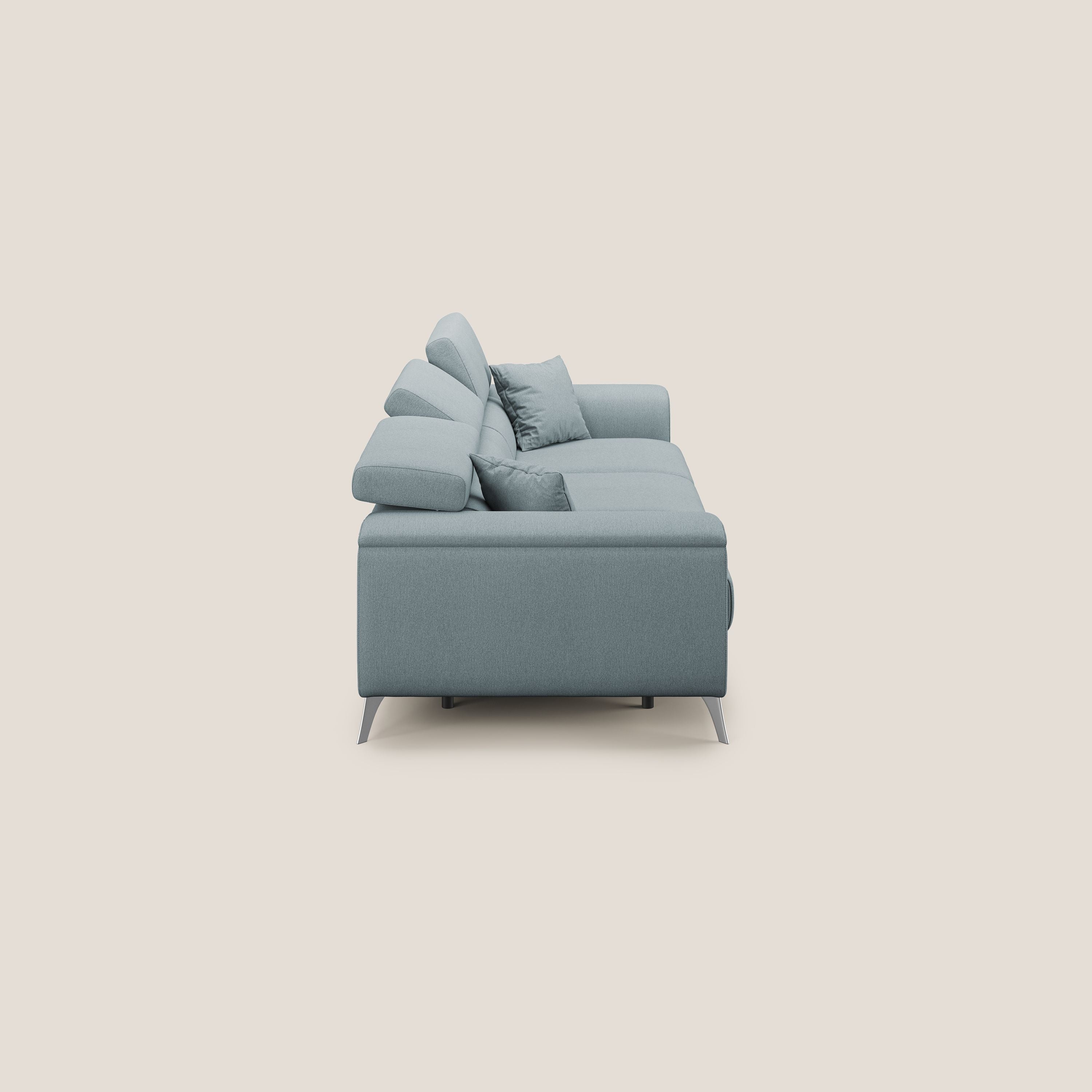 Fusion Canapé avec 3 assises coulissantes en tissu doux antitache T05 bleu gris - Image 4