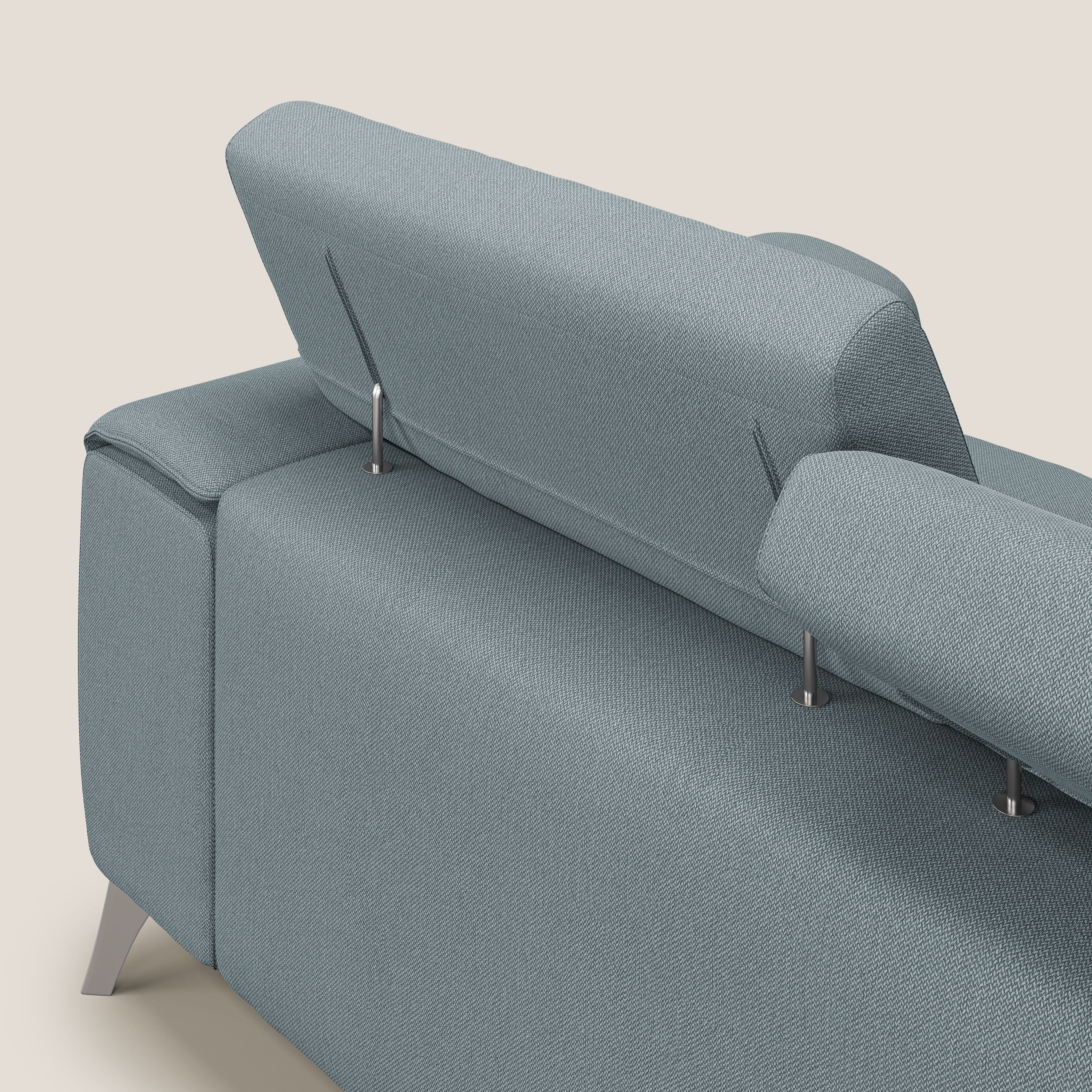 Fusion Canapé avec 3 assises coulissantes en tissu doux antitache T05 bleu gris - Image 7