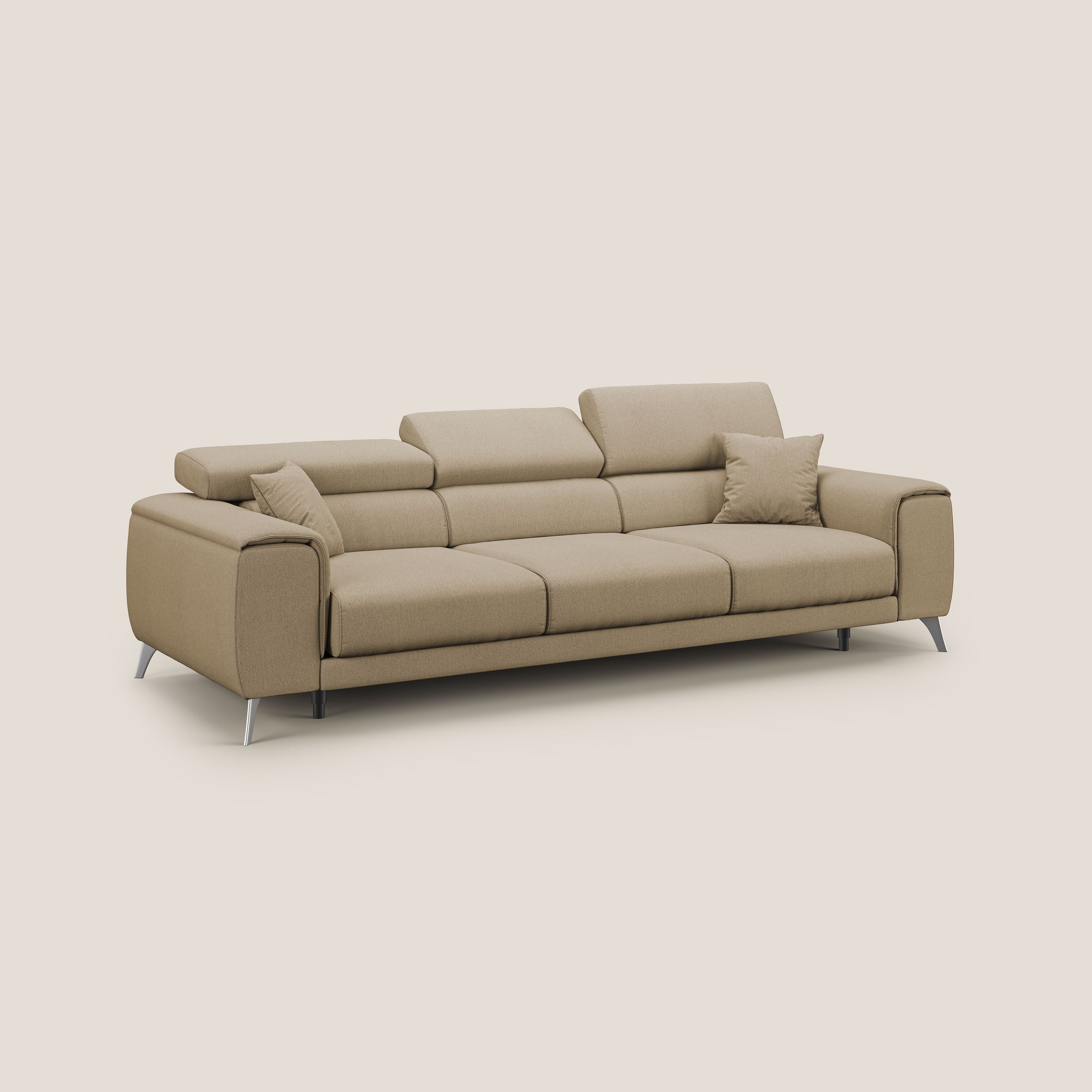 Fusion Canapé avec 3 assises coulissantes en tissu doux antitache T05 beige - Image 3