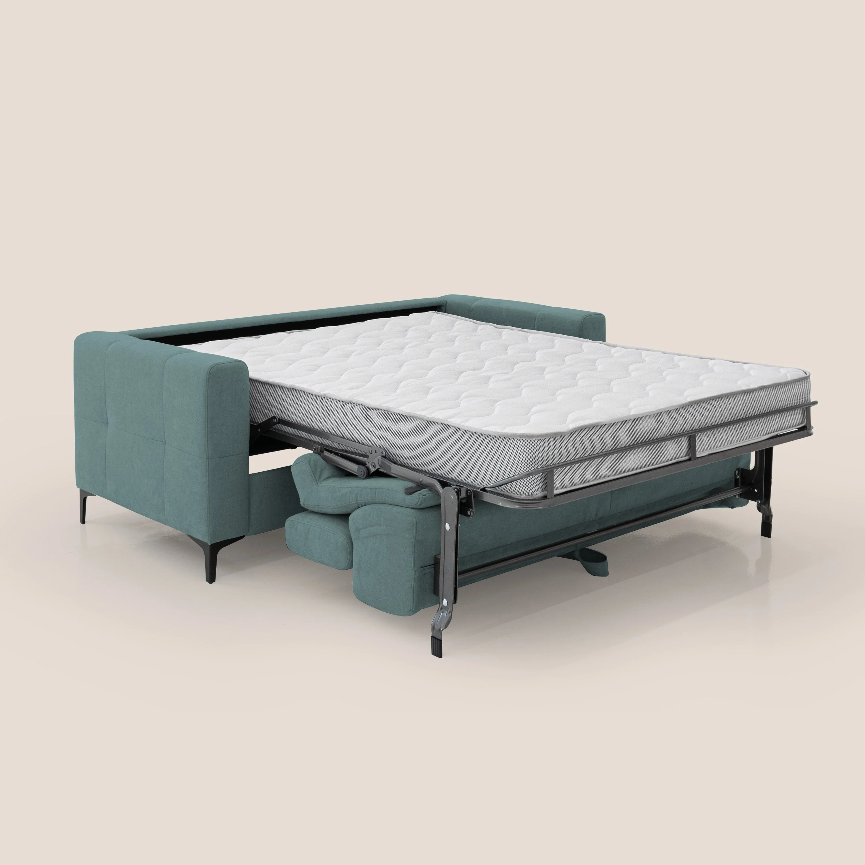 Gardenia canapé convertible matelas H 18cm avec têtières réglables et revêtement imperméable T02 bleu canard - Image 2