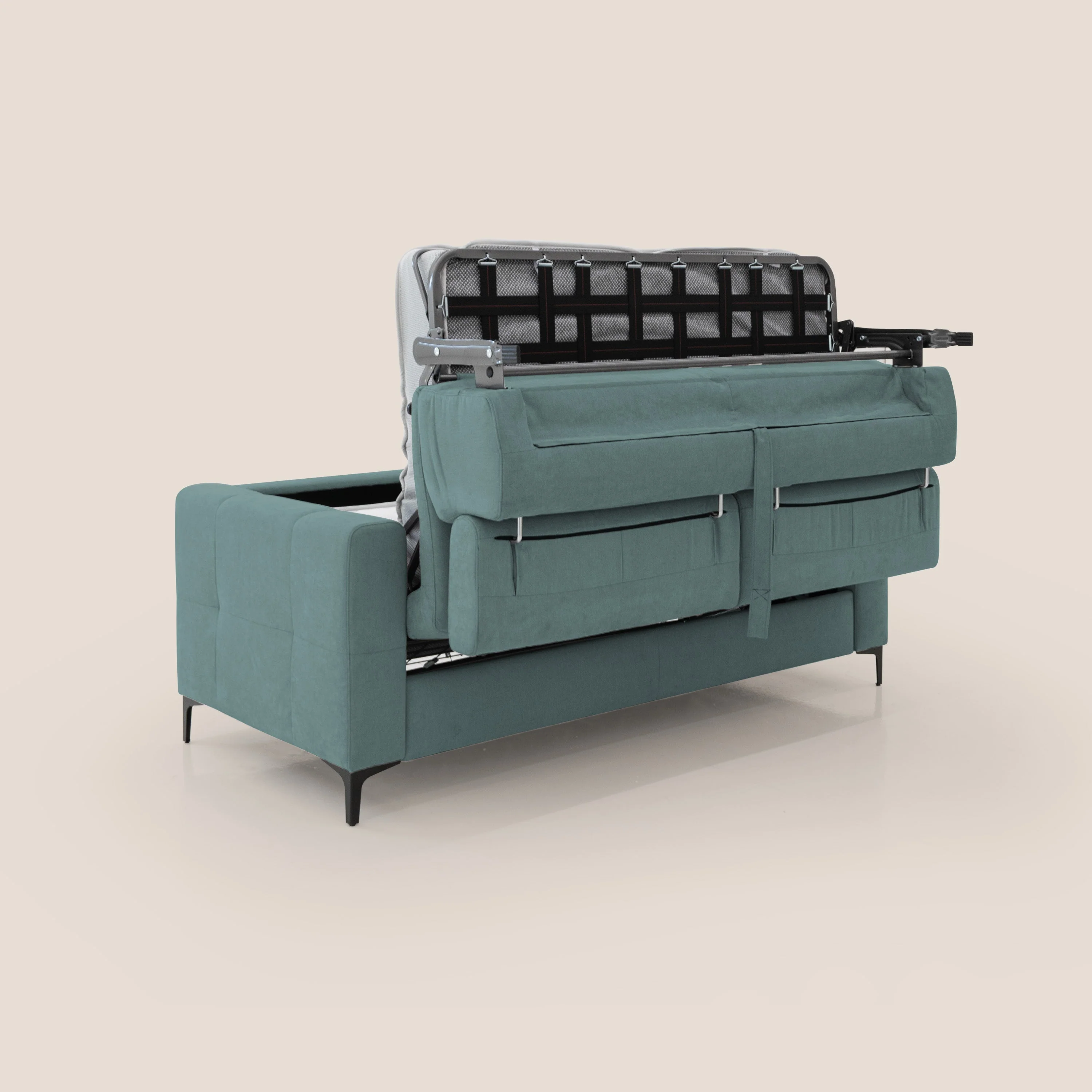 Gardenia canapé convertible matelas H 18cm avec têtières réglables et revêtement imperméable T02 bleu canard - Image 4