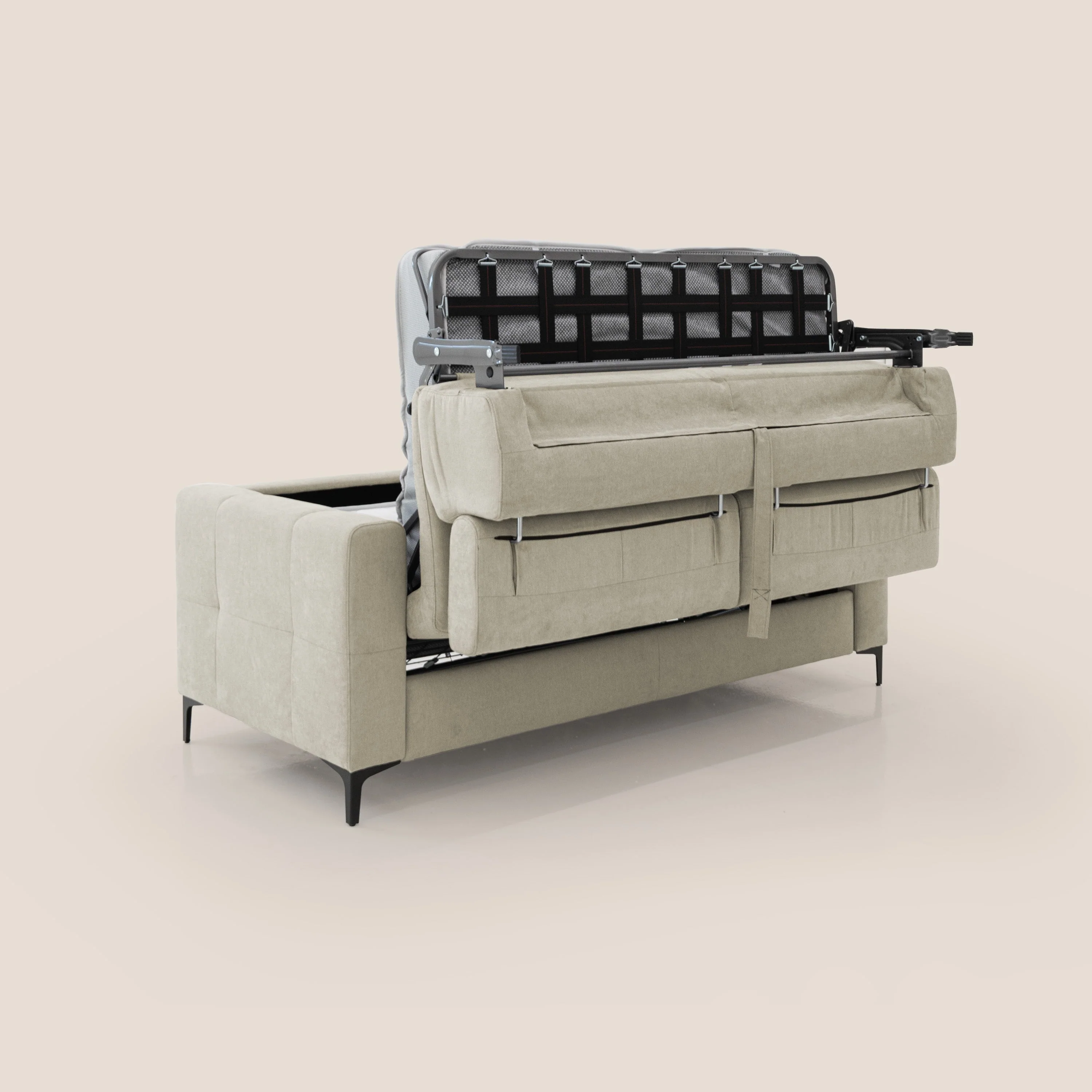 Gardenia canapé convertible matelas H 18cm avec têtières réglables et revêtement imperméable T02 crème - Image 4