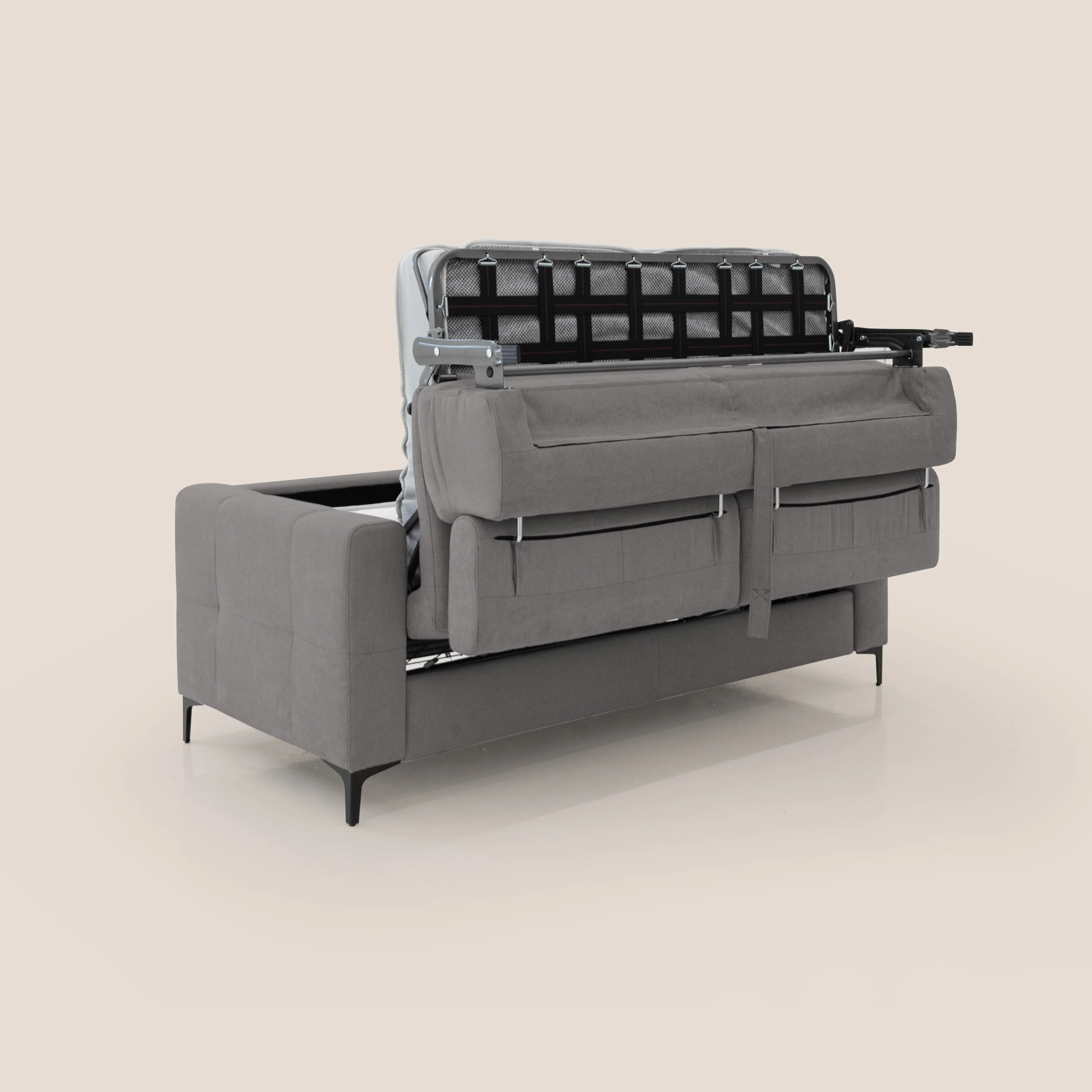 Gardenia canapé convertible matelas H 18cm avec têtières réglables et revêtement imperméable T02 gris - Image 4