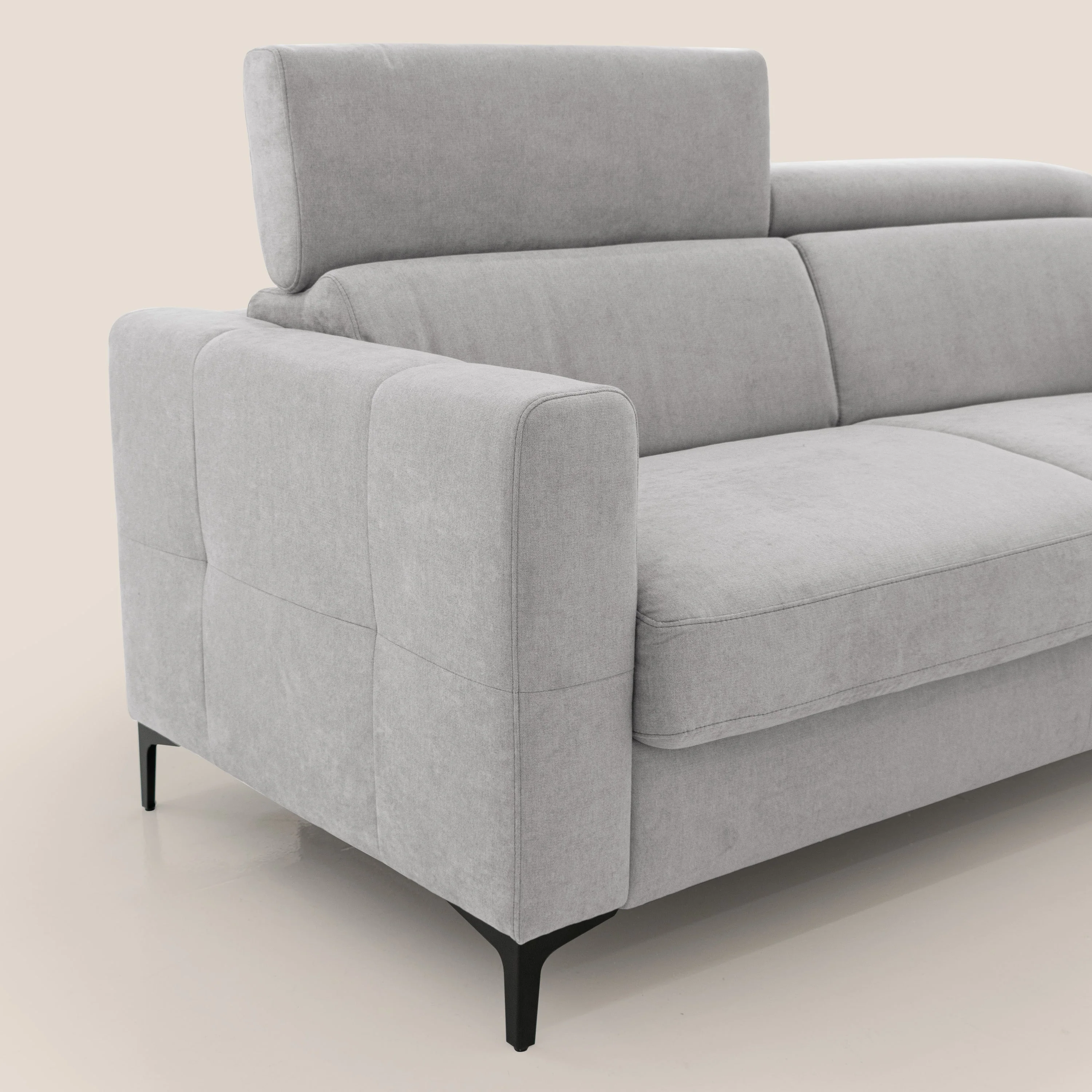 Gardenia canapé convertible matelas H 18cm avec têtières réglables et revêtement imperméable T02 gris clair - Image 5