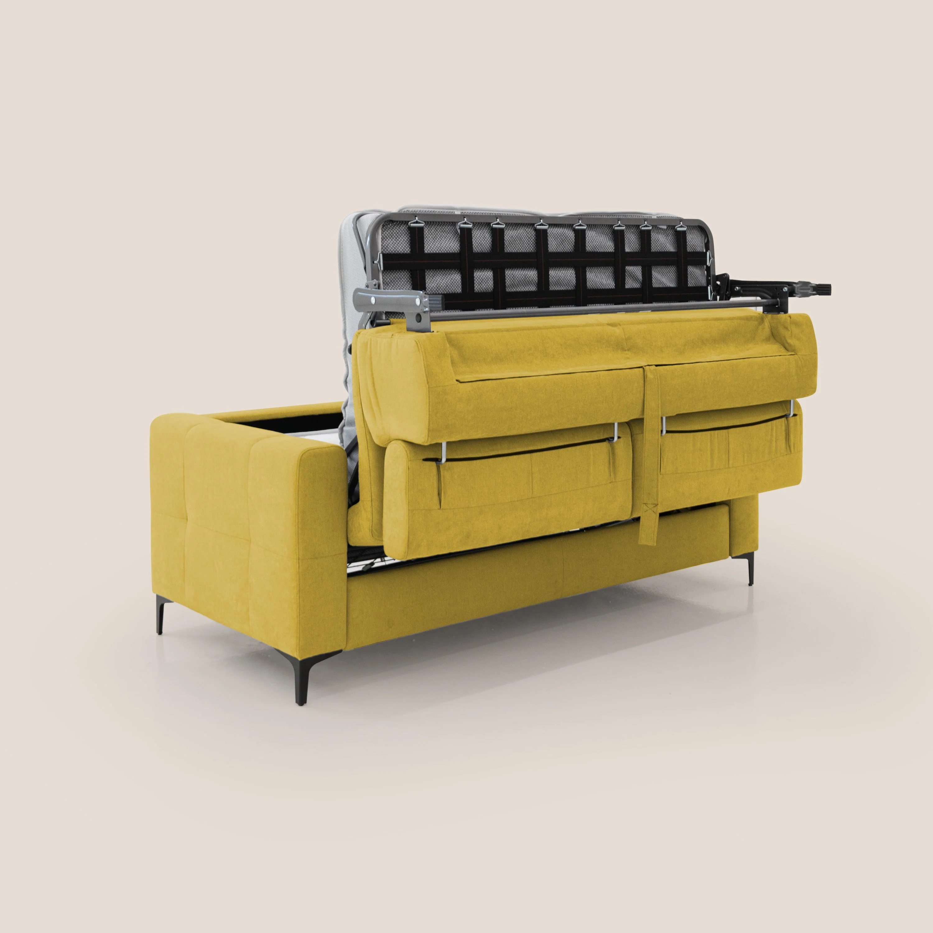 Gardenia canapé convertible matelas H 18cm avec têtières réglables et revêtement imperméable T02 jaune - Image 4