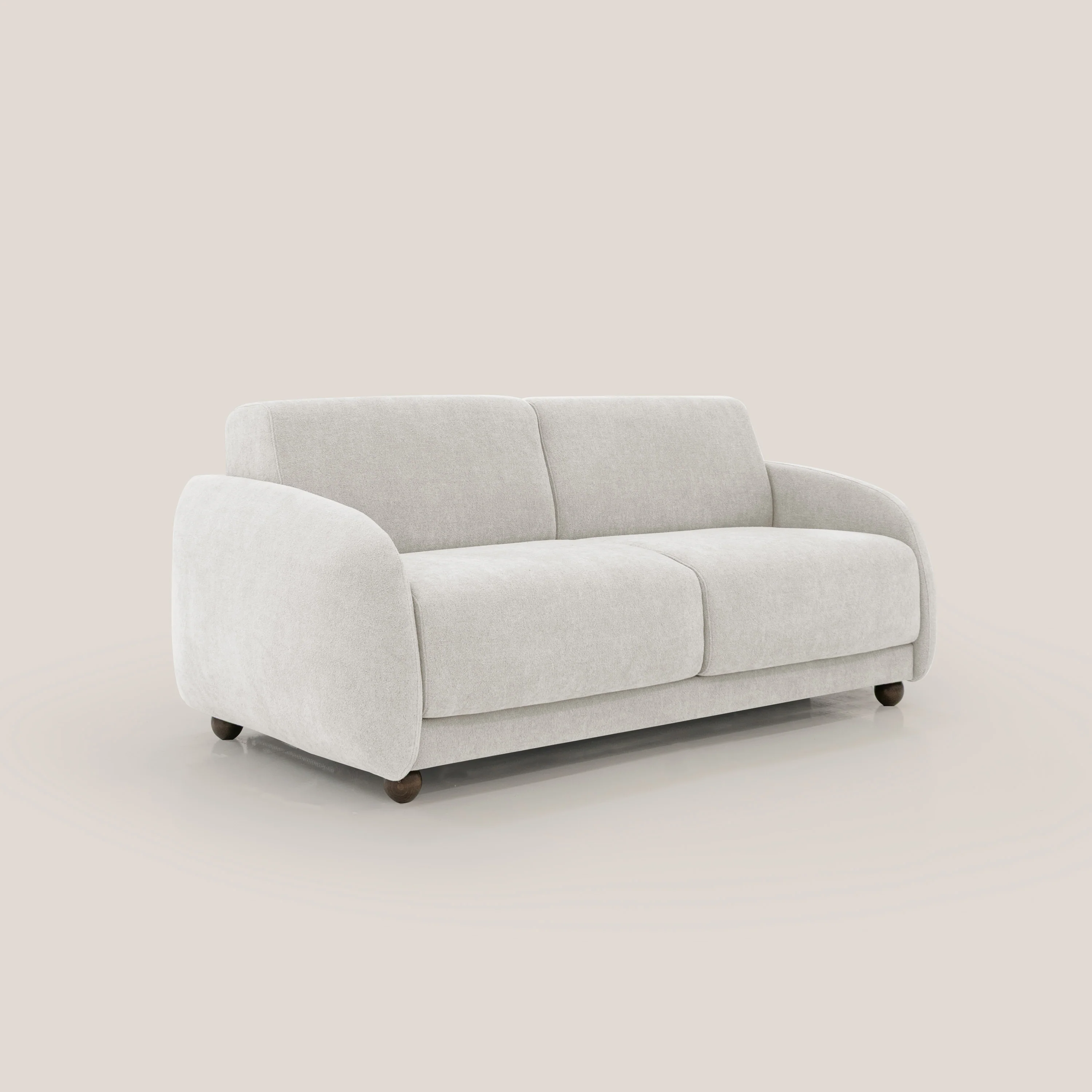 Giglio canapé convertible Japandi  178 cm (mat. 120x197 cm) avec MÉCANIQUE À LATTES et matelas H 18cm en bouclette imperméable T07 blanc - Image 4