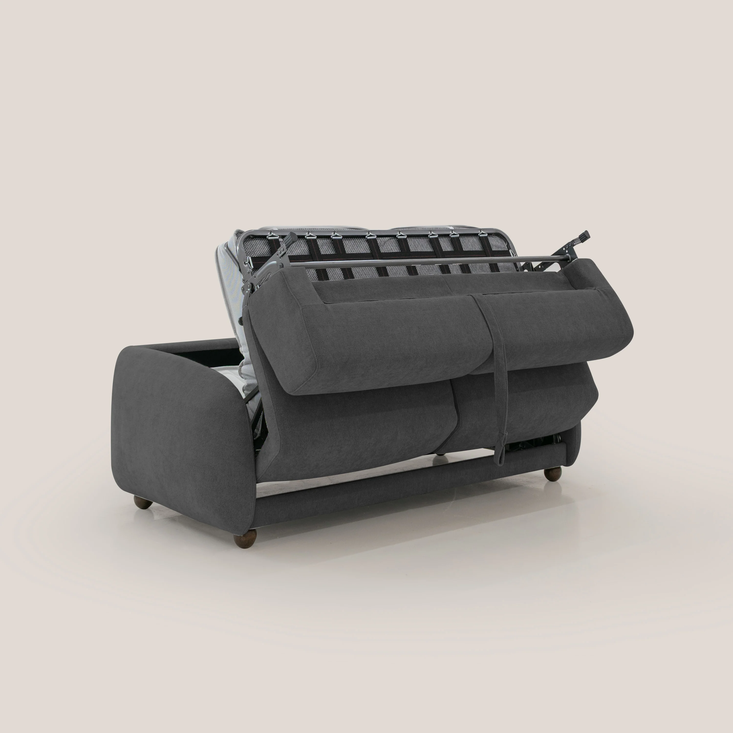 Giglio canapé convertible Japandi avec matelas H 18cm en bouclette imperméable T07 anthracite - Image 3
