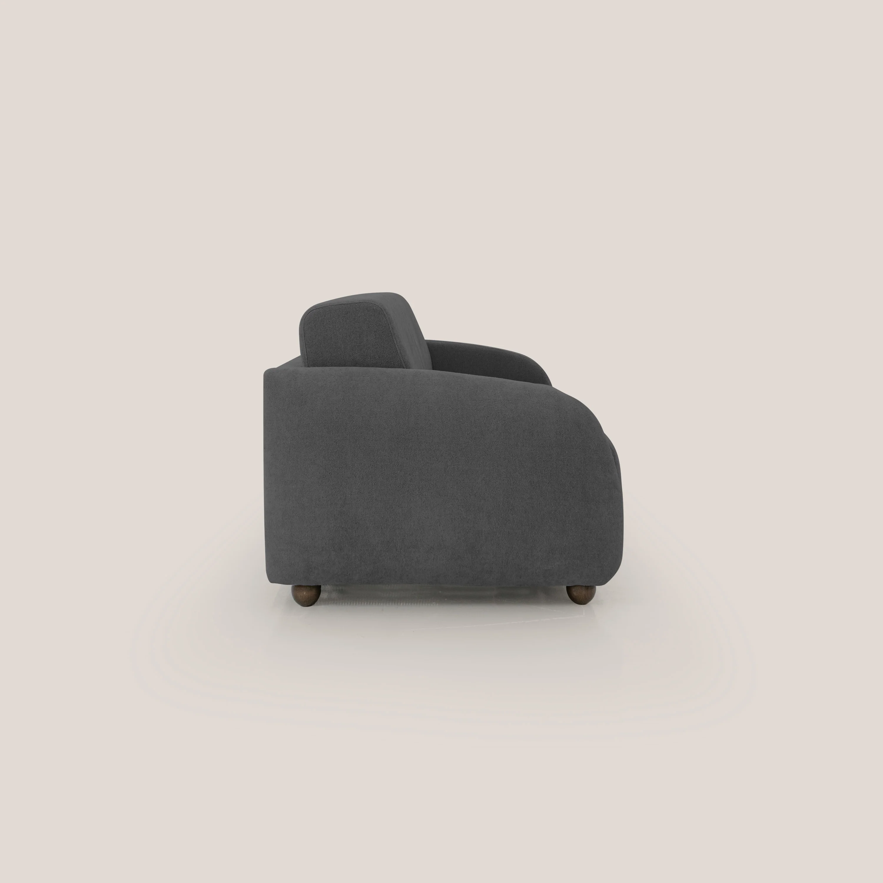 Giglio canapé convertible Japandi avec matelas H 18cm en bouclette imperméable T07 anthracite - Image 7