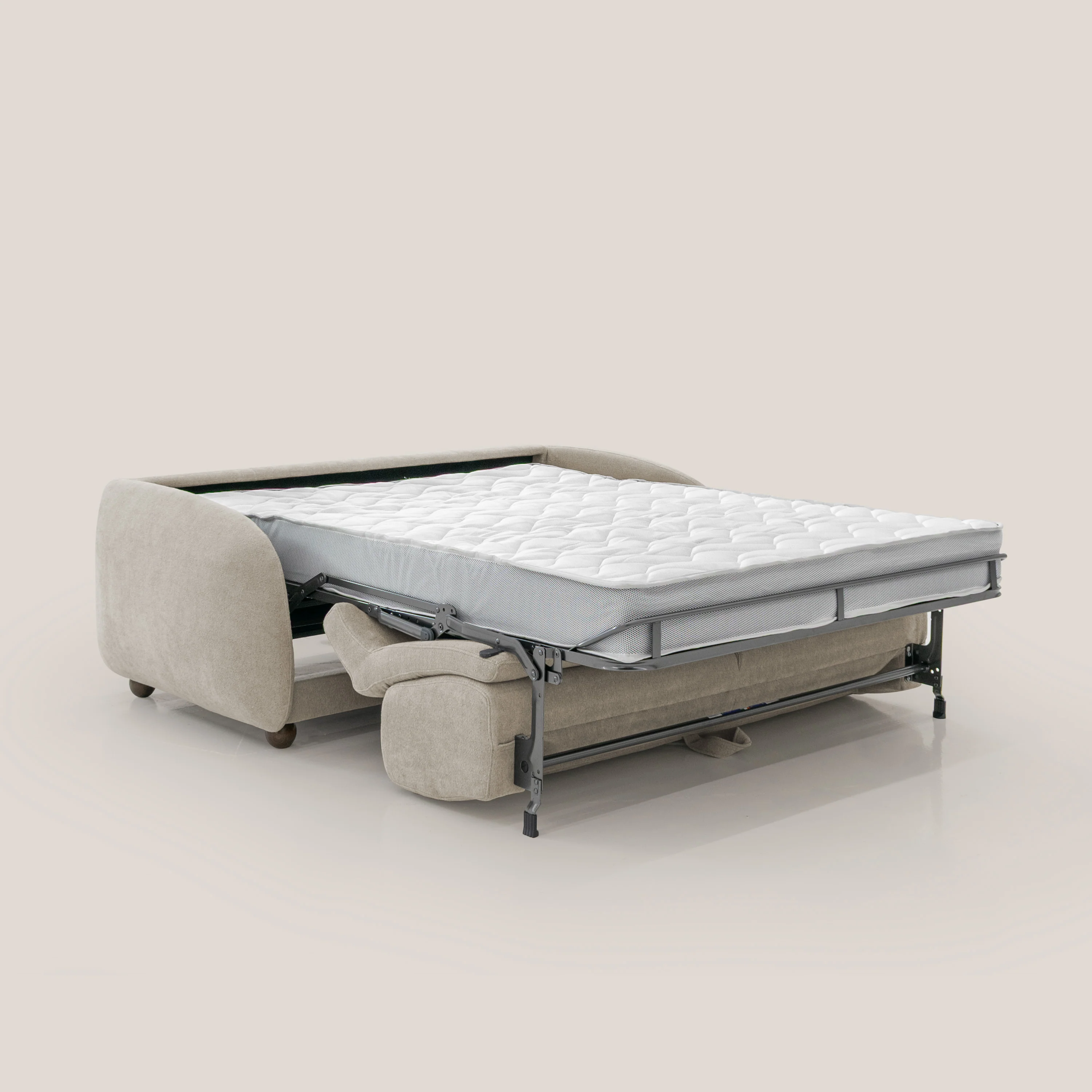 Giglio canapé convertible Japandi avec matelas H 18cm en bouclette imperméable T07 beige - Image 2