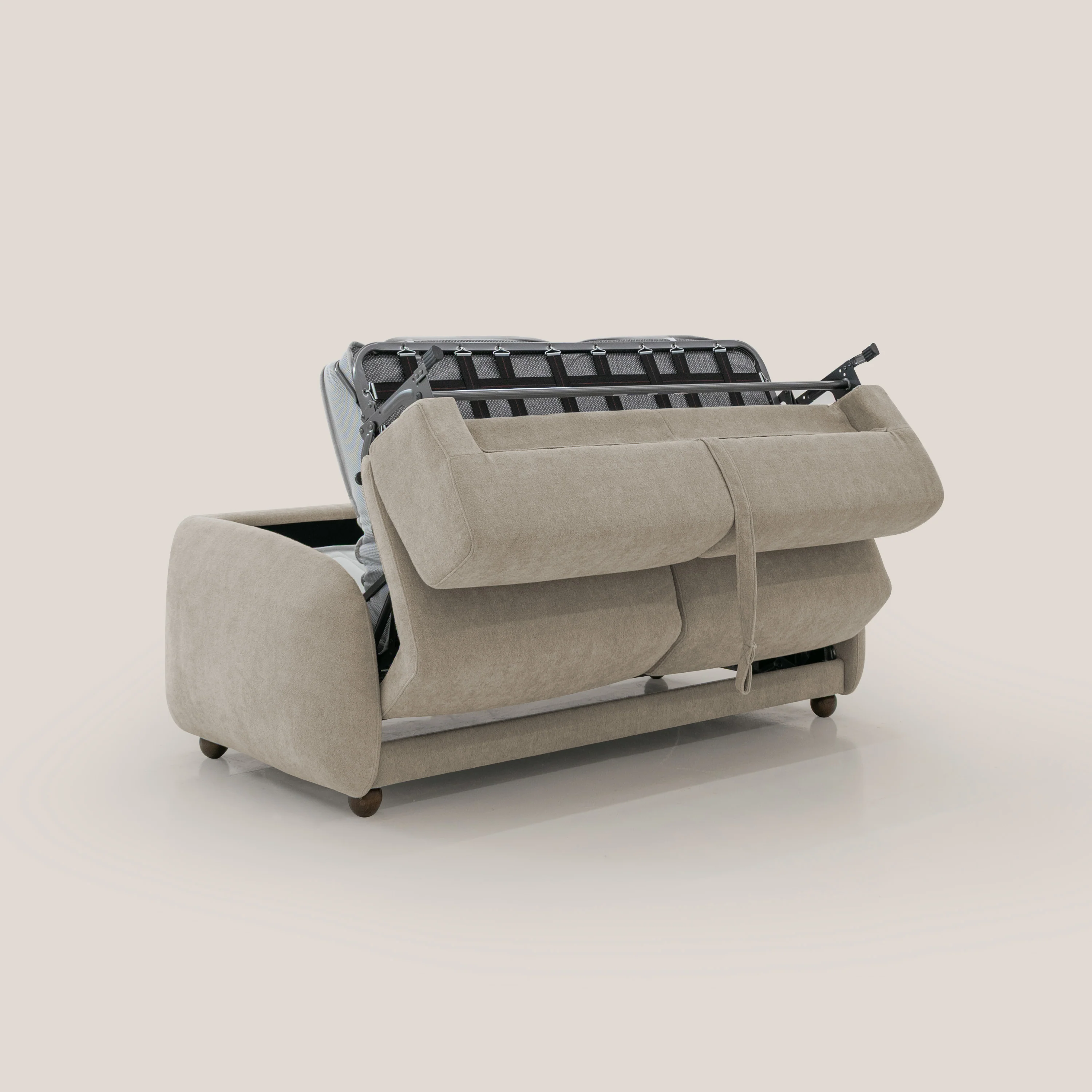 Giglio canapé convertible Japandi avec matelas H 18cm en bouclette imperméable T07 beige - Image 4