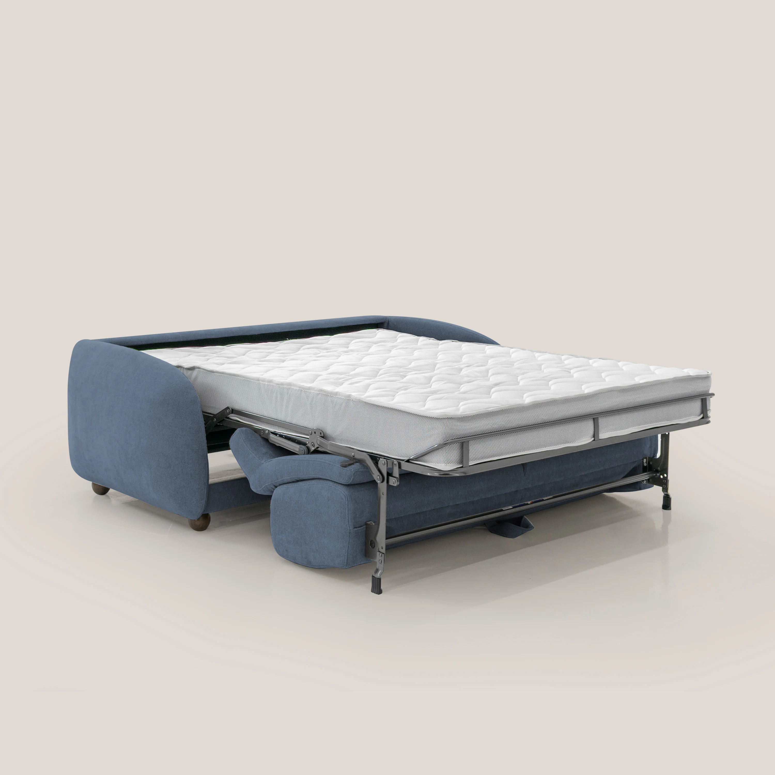 Giglio canapé convertible Japandi avec matelas H 18cm en bouclette imperméable T07 bleu - Image 2