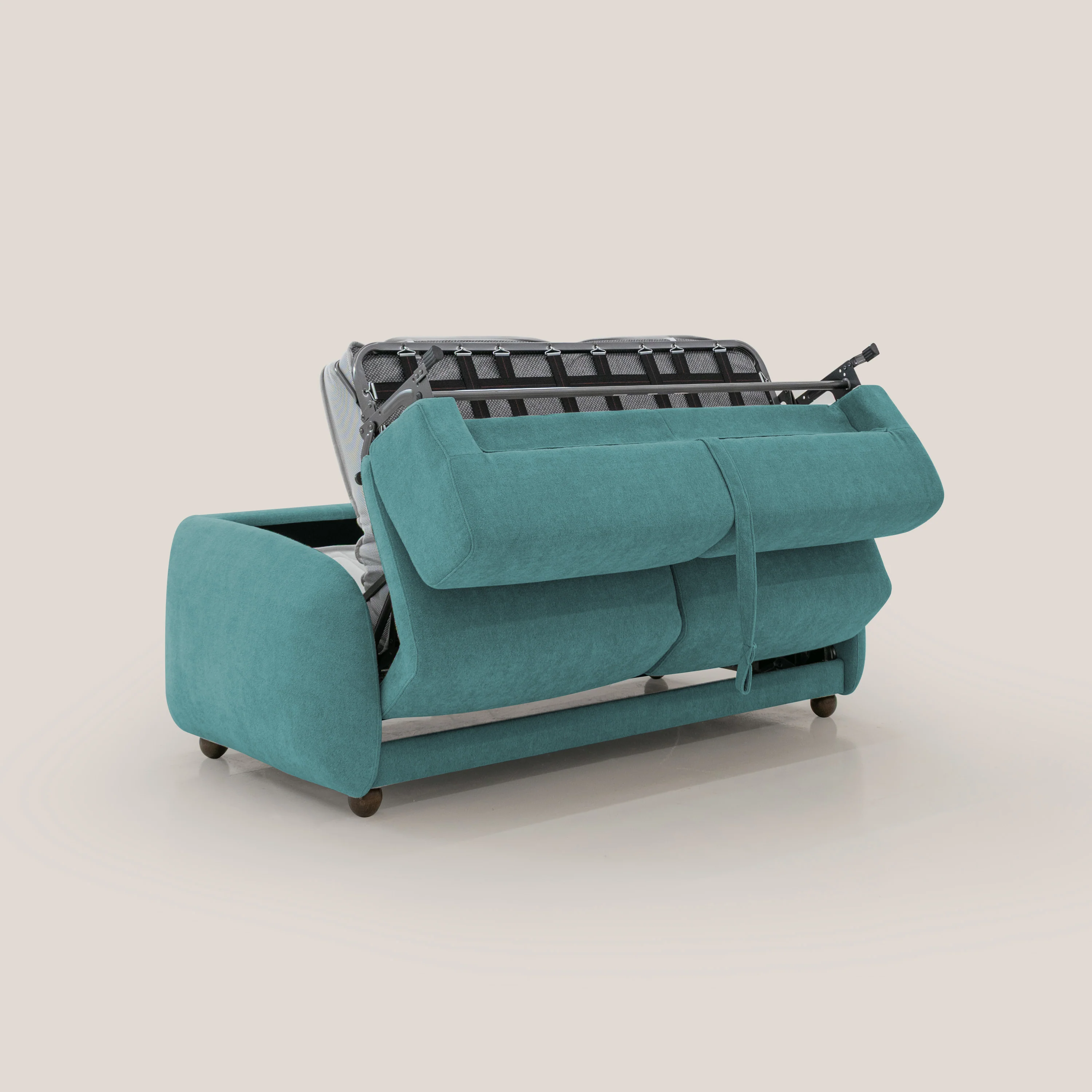 Giglio canapé convertible Japandi avec matelas H 18cm en bouclette imperméable T07 bleu ciel - Image 3