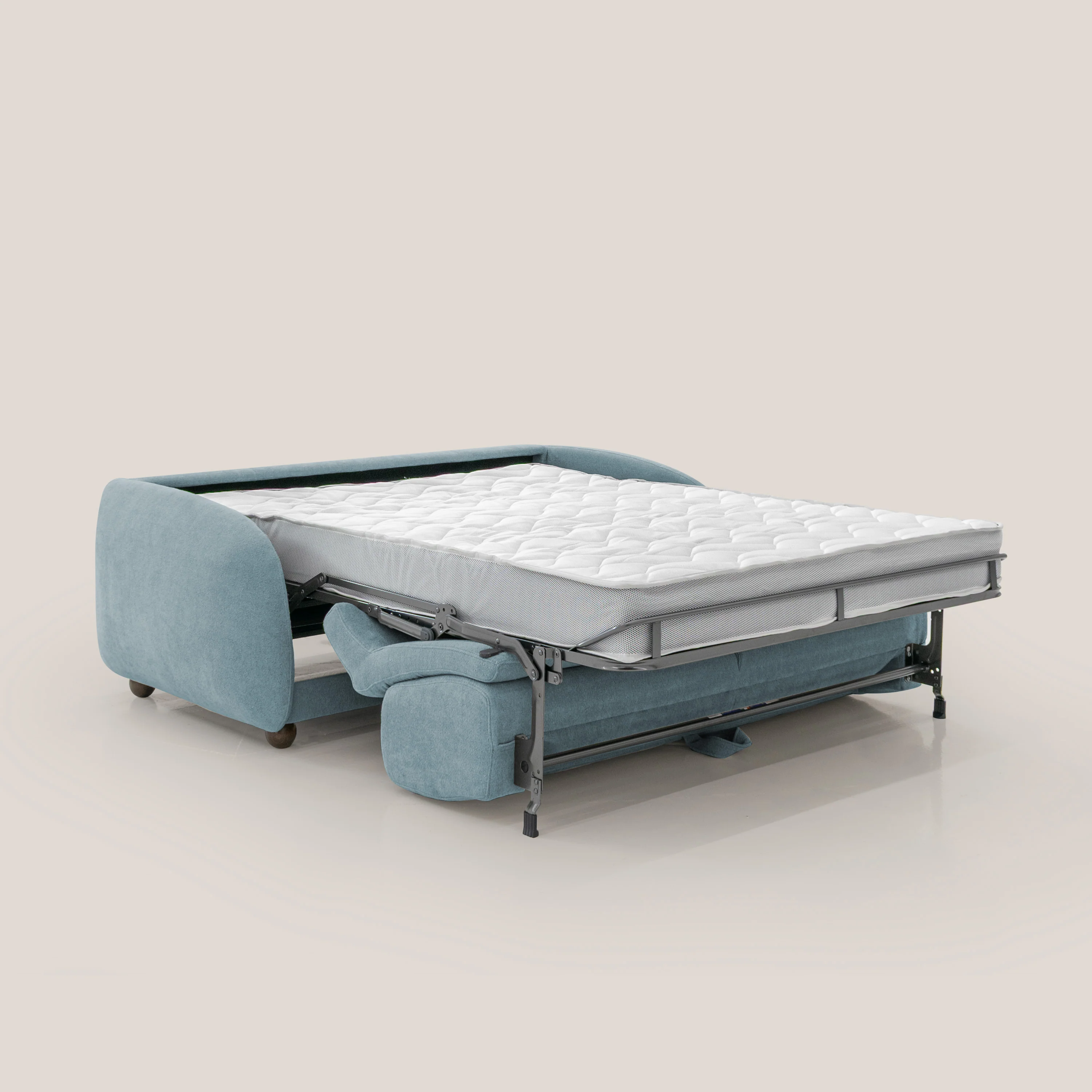 Giglio canapé convertible Japandi avec matelas H 18cm en bouclette imperméable T07 bleu pastel - Image 2