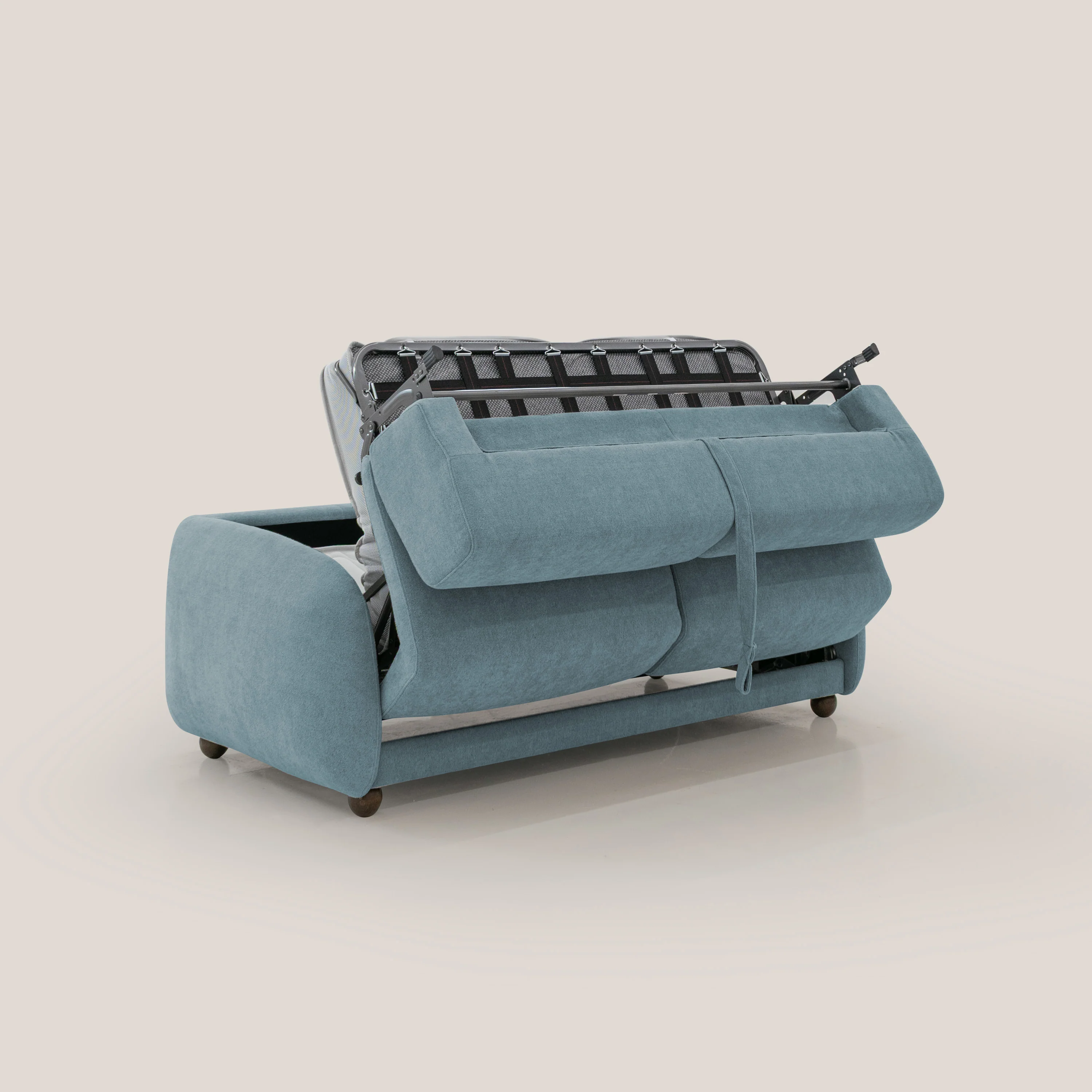 Giglio canapé convertible Japandi avec matelas H 18cm en bouclette imperméable T07 bleu pastel - Image 3