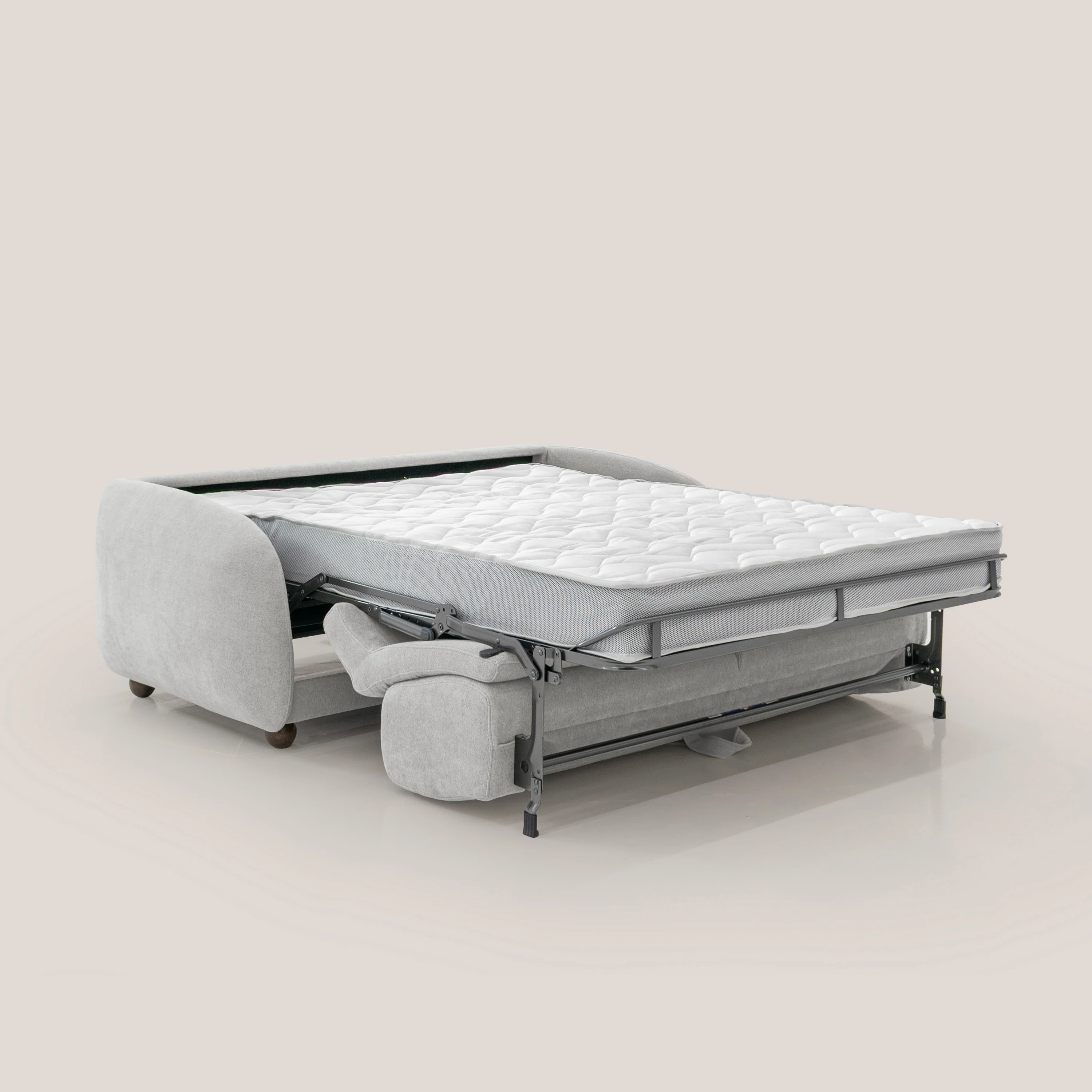 Giglio canapé convertible Japandi avec matelas H 18cm en bouclette imperméable T07 gris - Image 2