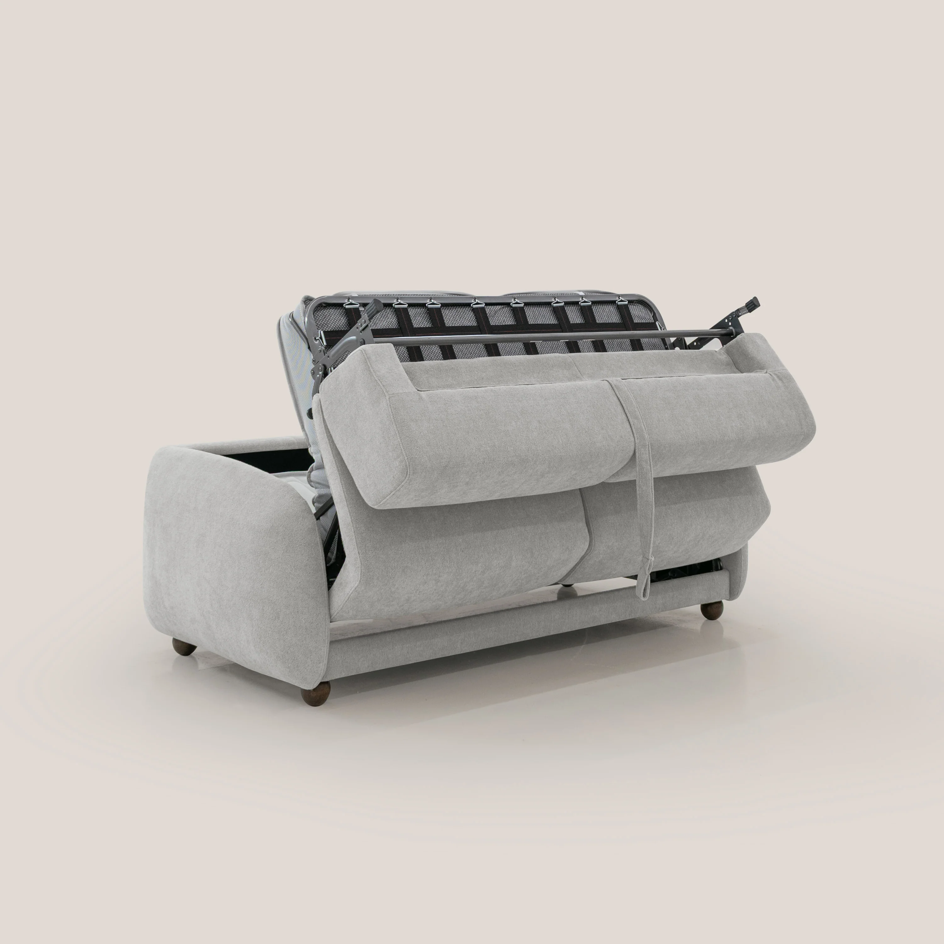 Giglio canapé convertible Japandi avec matelas H 18cm en bouclette imperméable T07 gris - Image 3
