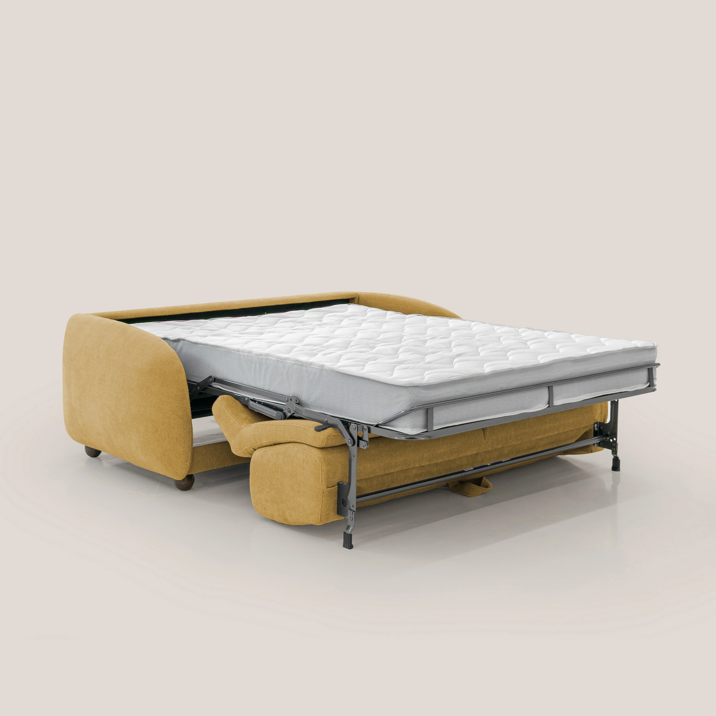 Giglio canapé convertible Japandi avec matelas H 18cm en bouclette imperméable T07 jaune - Image 2