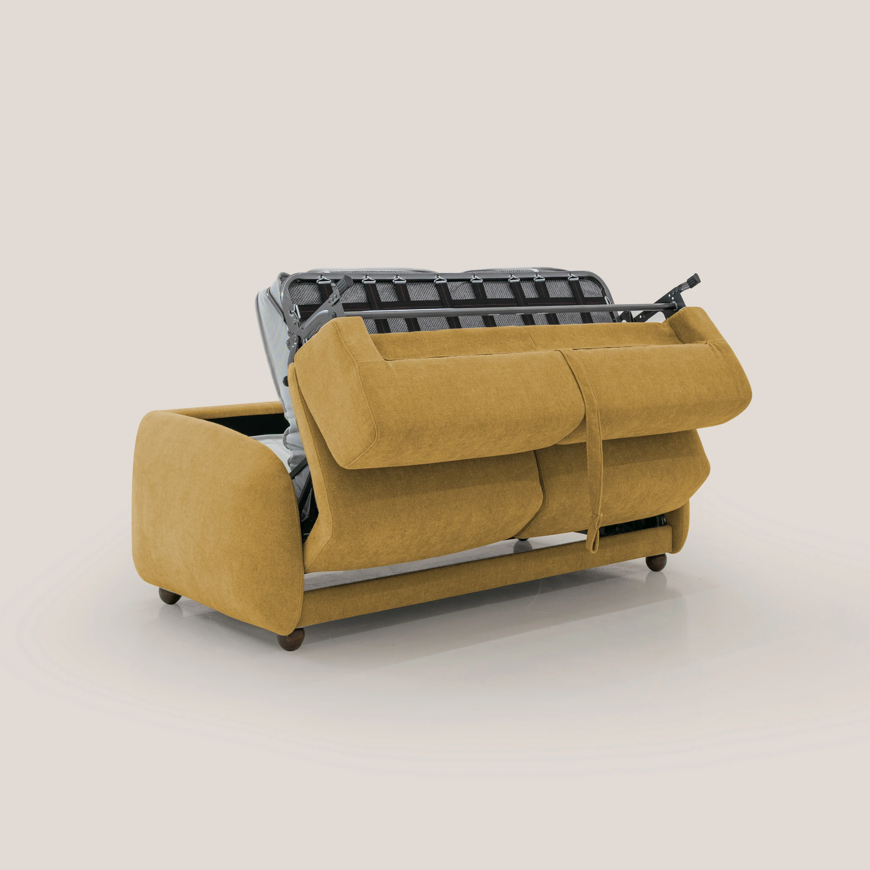 Giglio canapé convertible Japandi avec matelas H 18cm en bouclette imperméable T07 jaune - Image 3