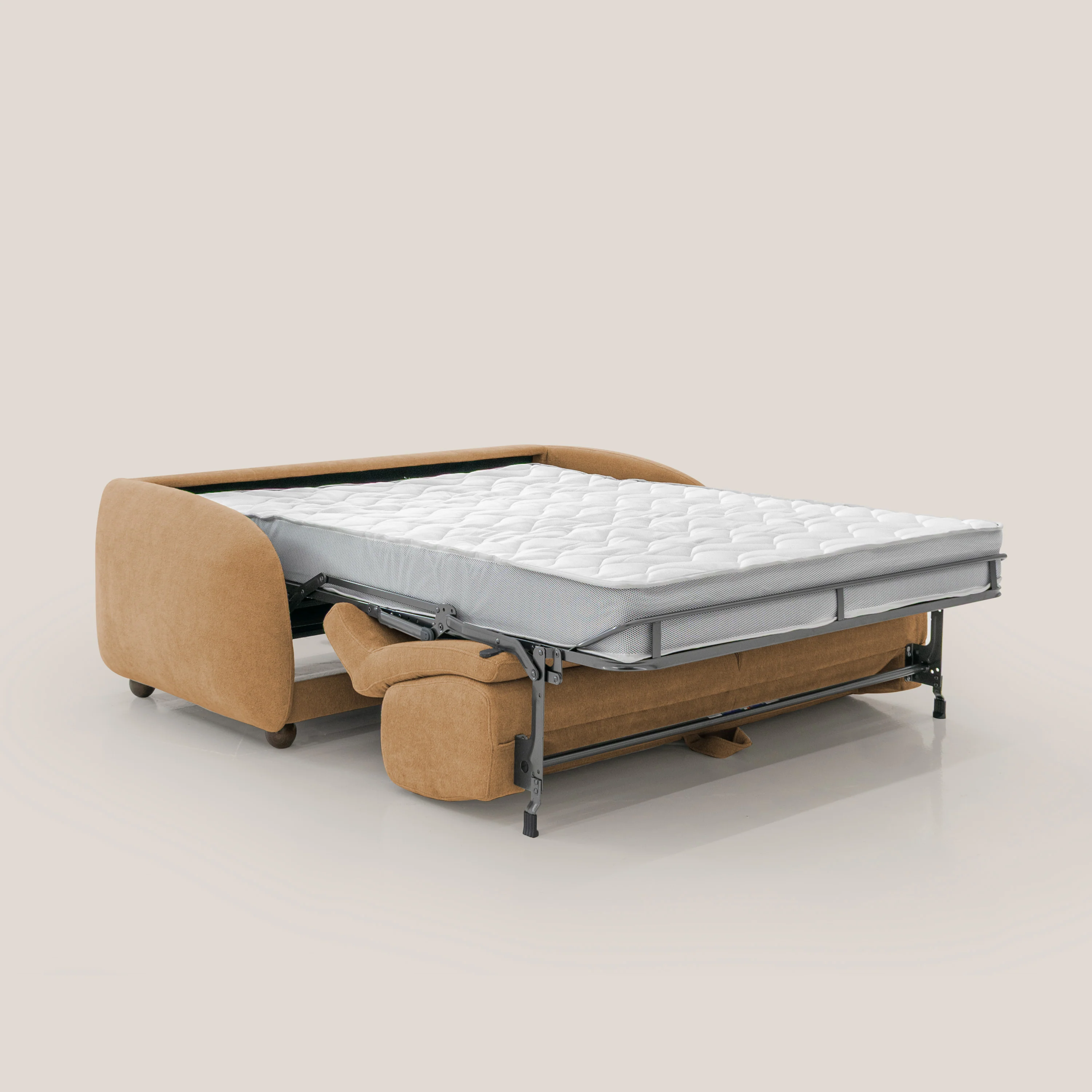 Giglio canapé convertible Japandi avec matelas H 18cm en bouclette imperméable T07 orange - Image 2