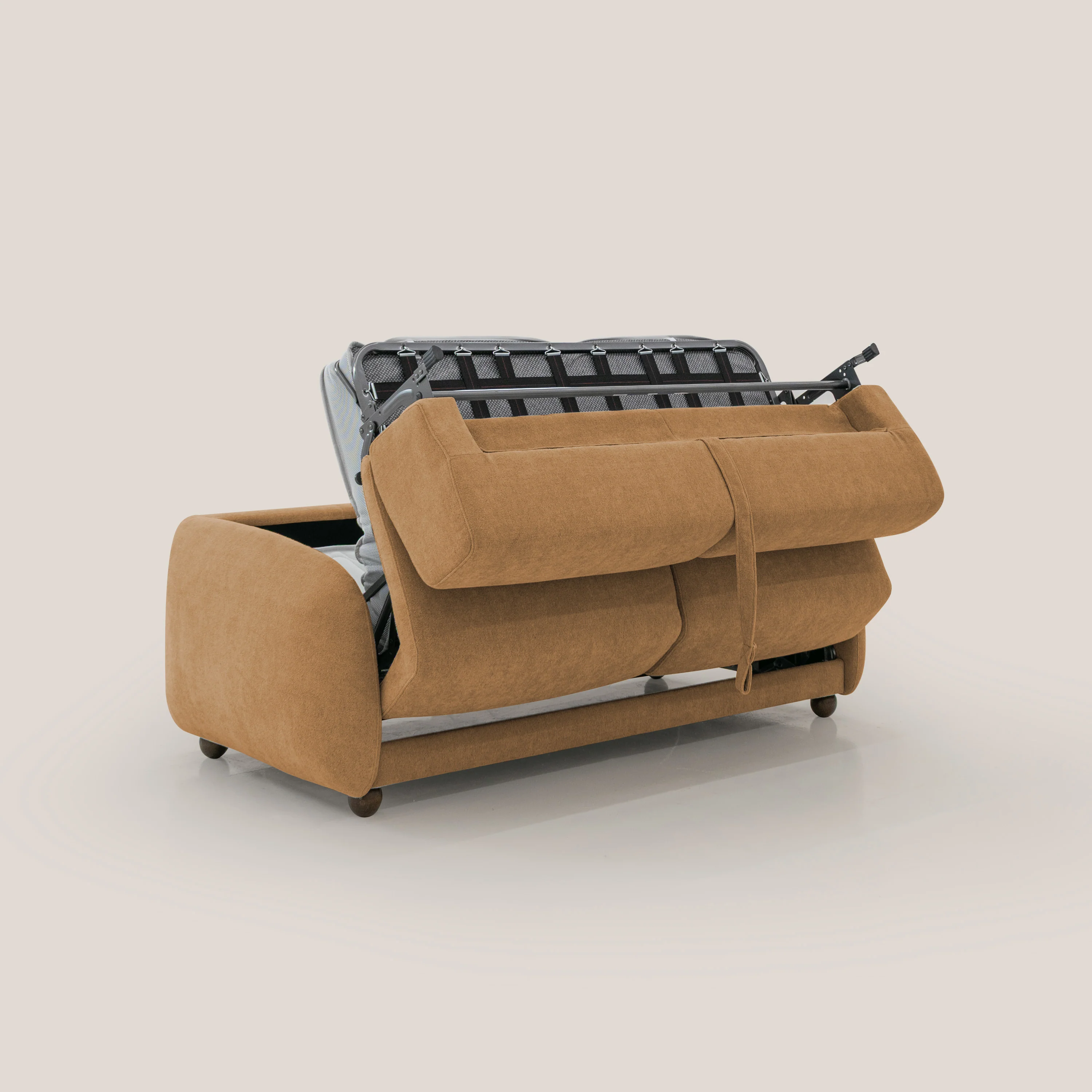 Giglio canapé convertible Japandi avec matelas H 18cm en bouclette imperméable T07 orange - Image 3