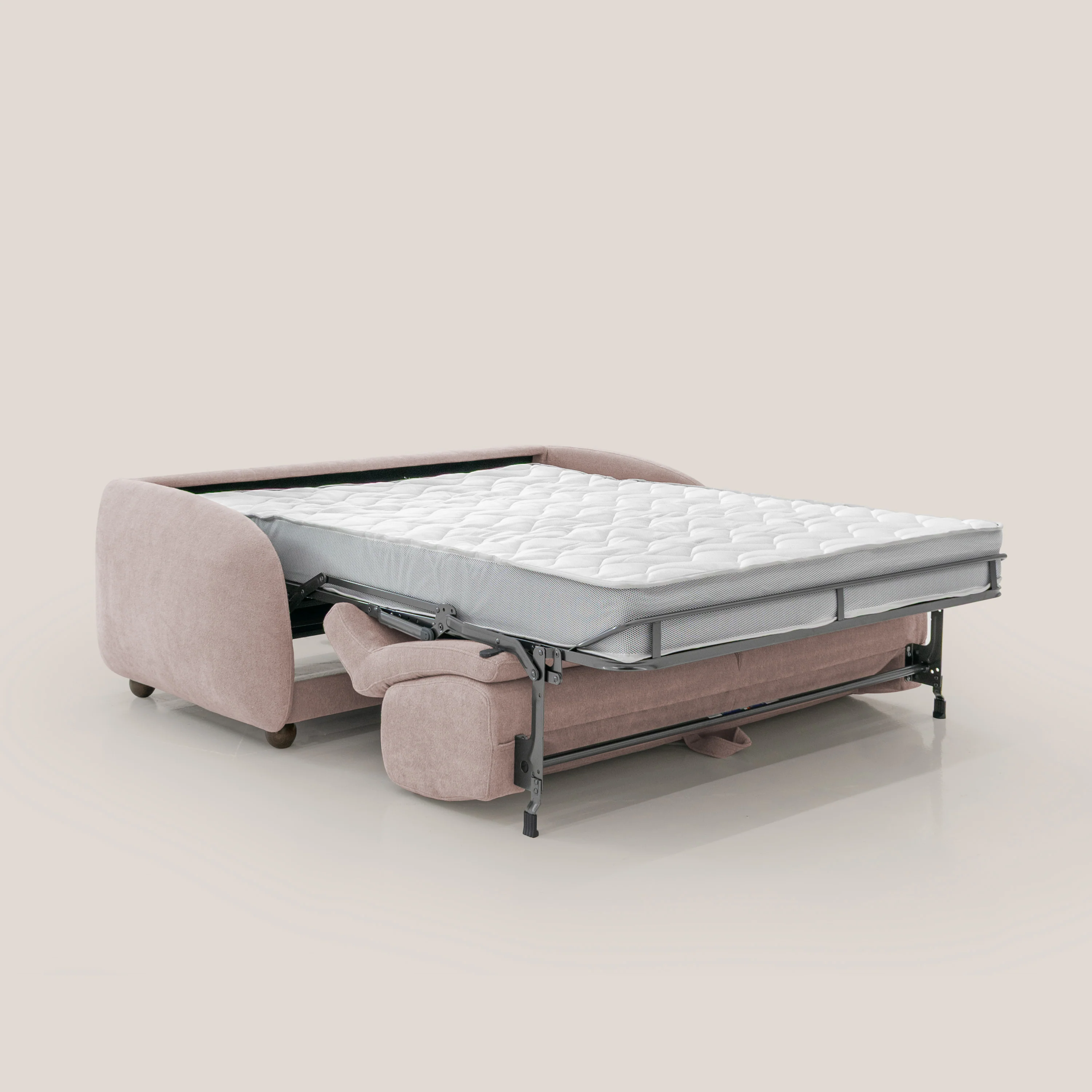Giglio canapé convertible Japandi avec matelas H 18cm en bouclette imperméable T07 rose - Image 2