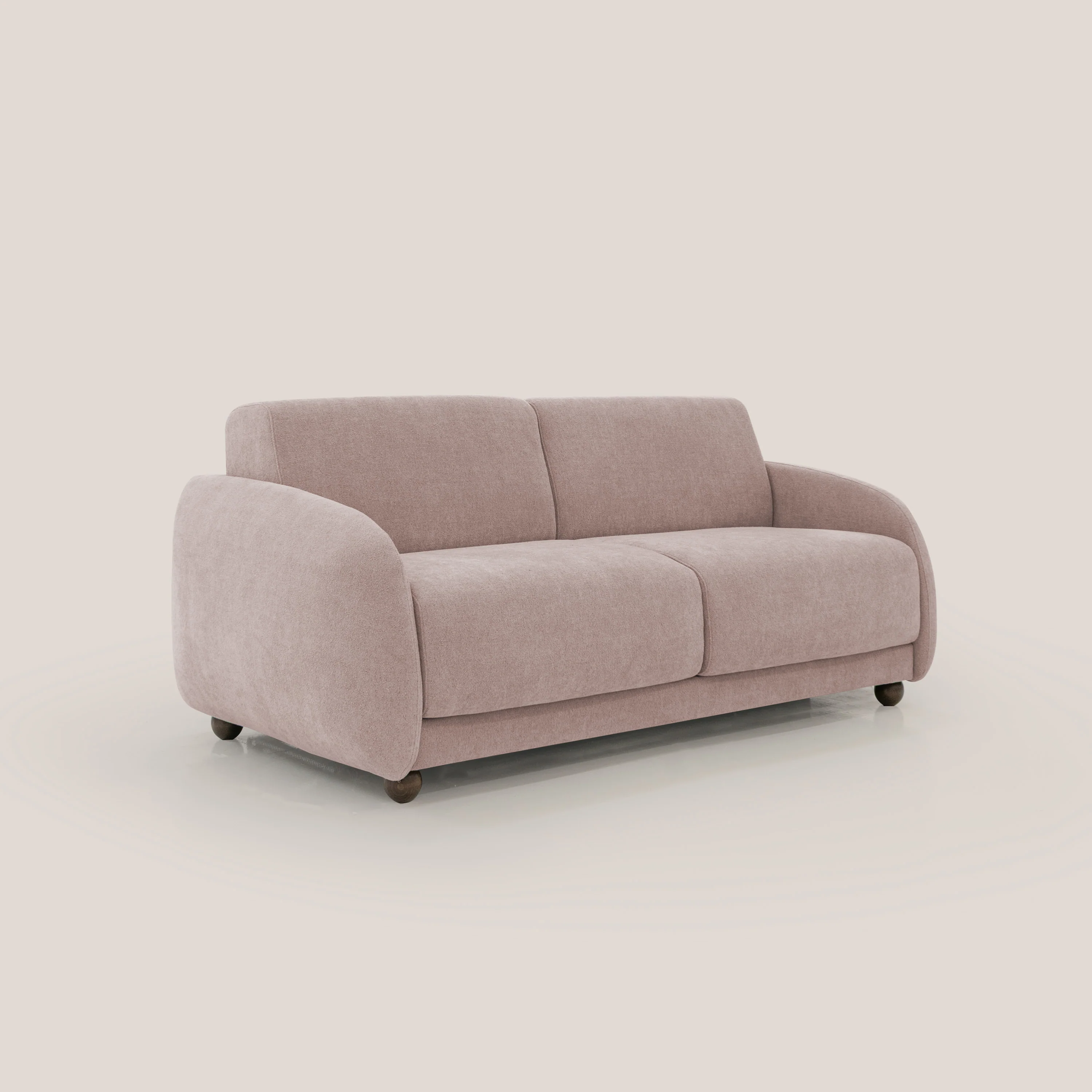 Giglio canapé convertible Japandi avec matelas H 18cm en bouclette imperméable T07 rose - Image 4